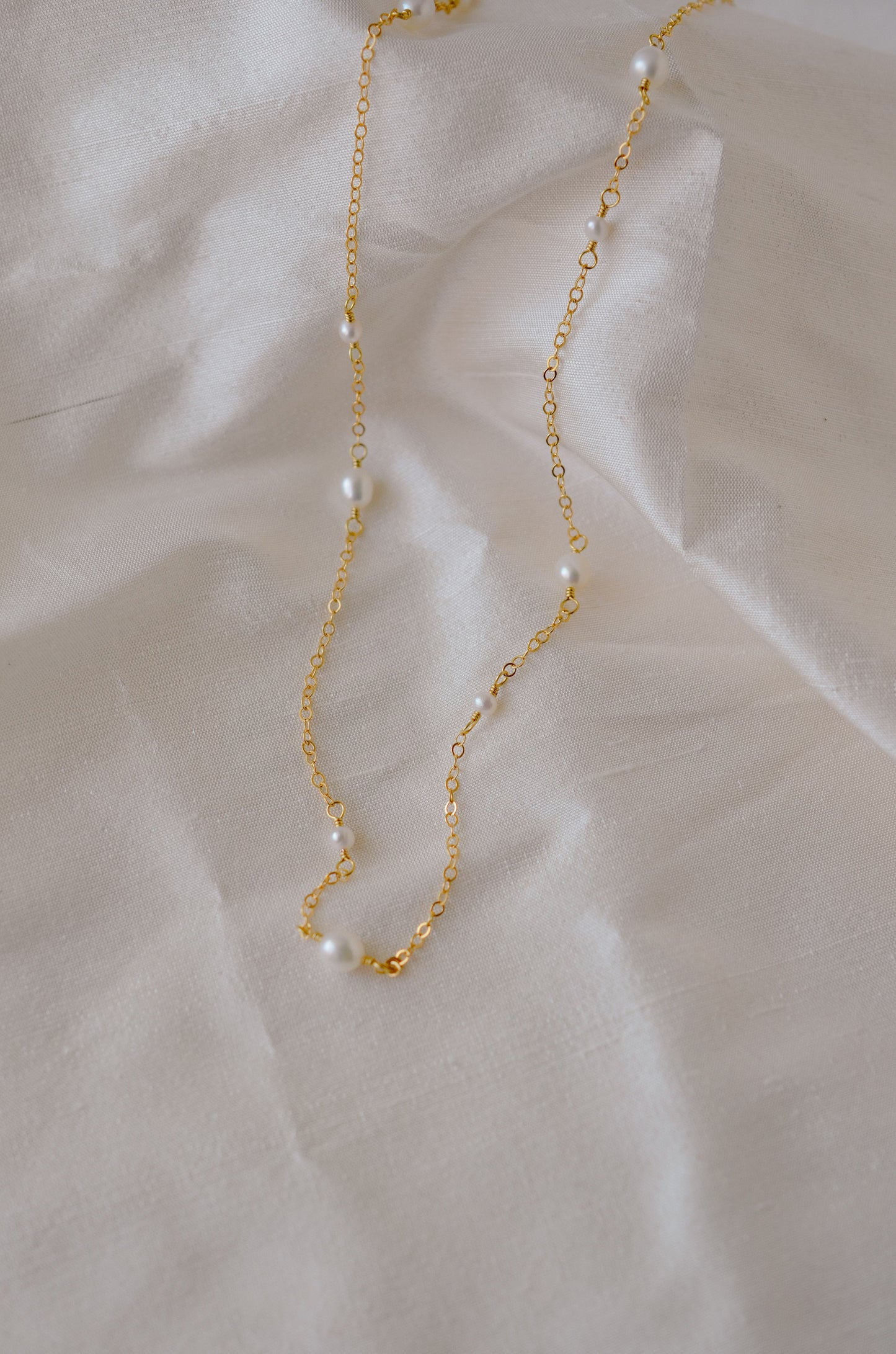 Alternating Pearl Necklace in Gold Filled or Sterling Silver