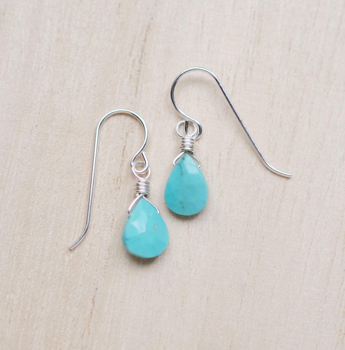 Natural Arizona Turquoise Teardrop Dangle Earrings