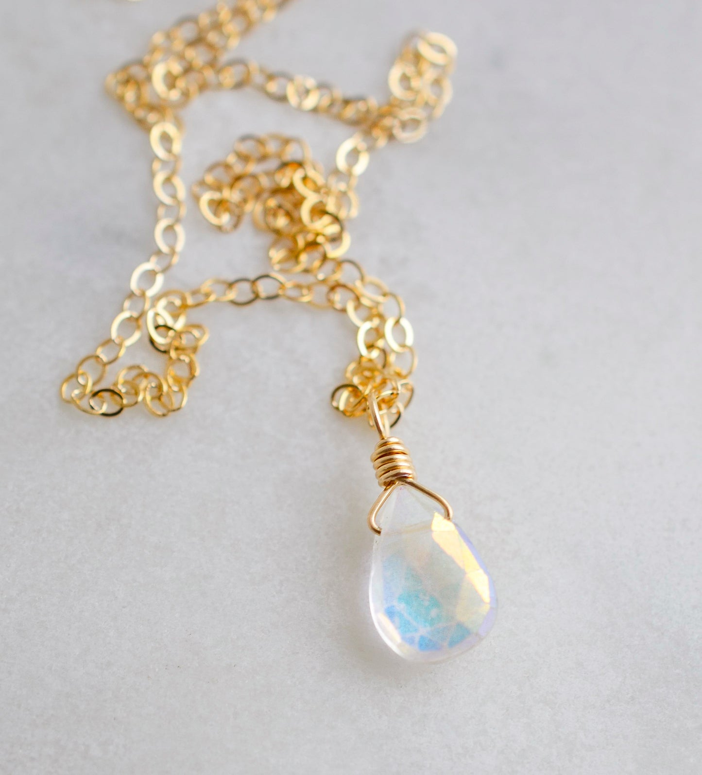 Mystic Rainbow Droplet Quartz Necklace