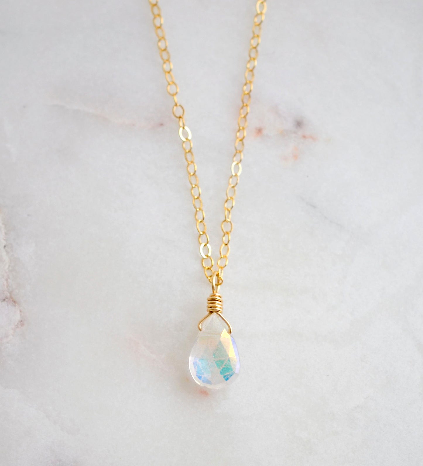 Mystic Rainbow Droplet Quartz Necklace