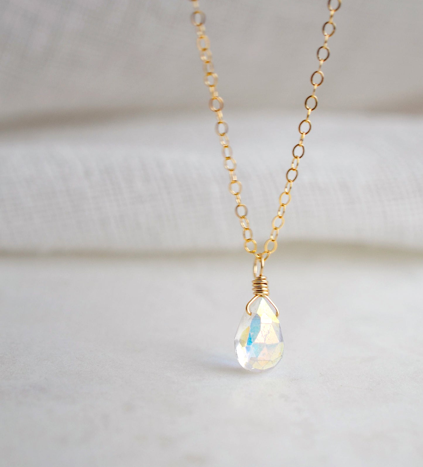 Mystic Rainbow Droplet Quartz Necklace