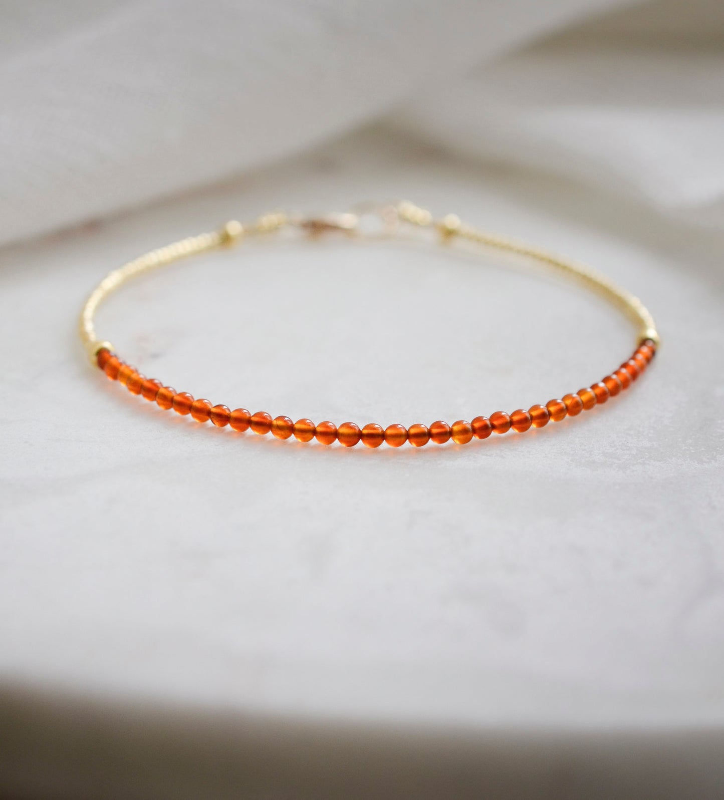 Natural Orange Carnelian Beaded Bracelet