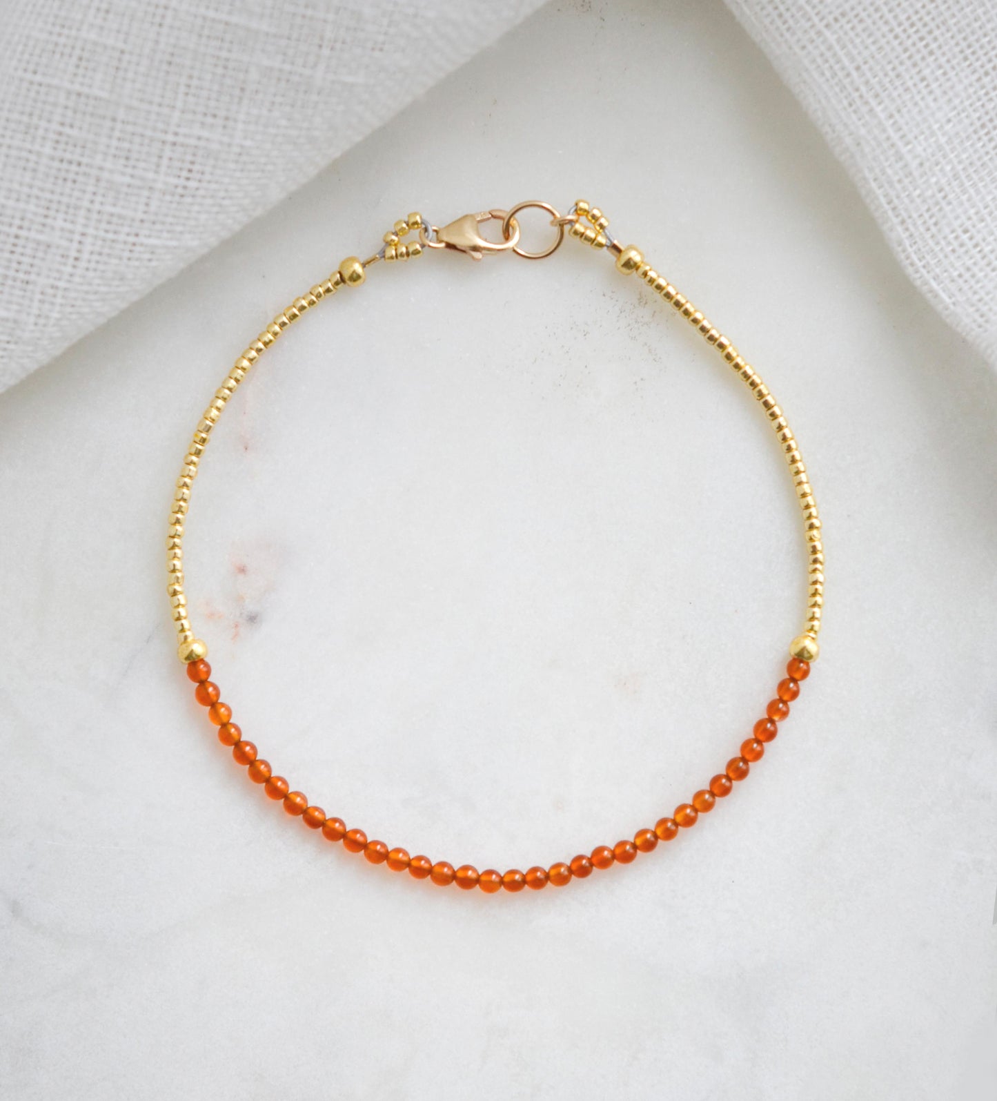 Natural Orange Carnelian Beaded Bracelet