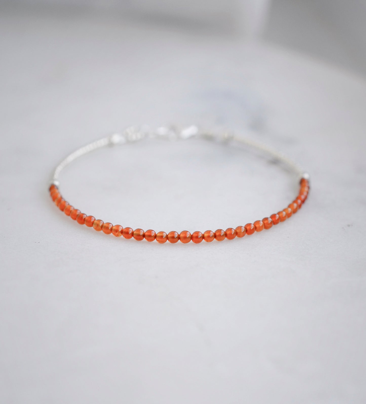 Natural Orange Carnelian Beaded Bracelet