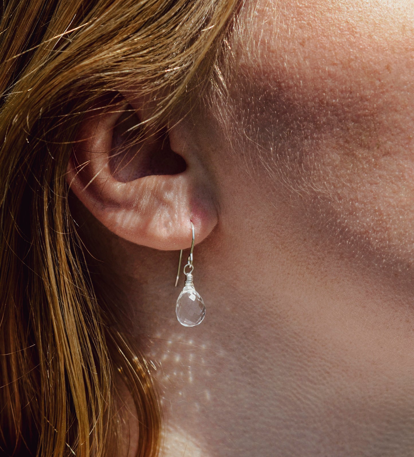 Natural Crystal Quartz Dangle Earrings, Sterling Silver or 14k Gold Filled
