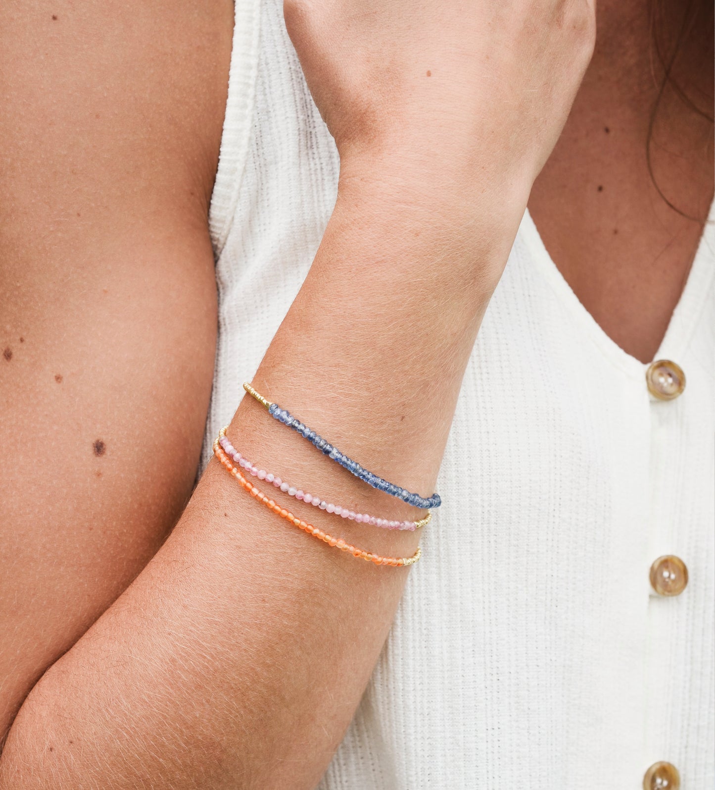 Natural Orange Carnelian Beaded Bracelet