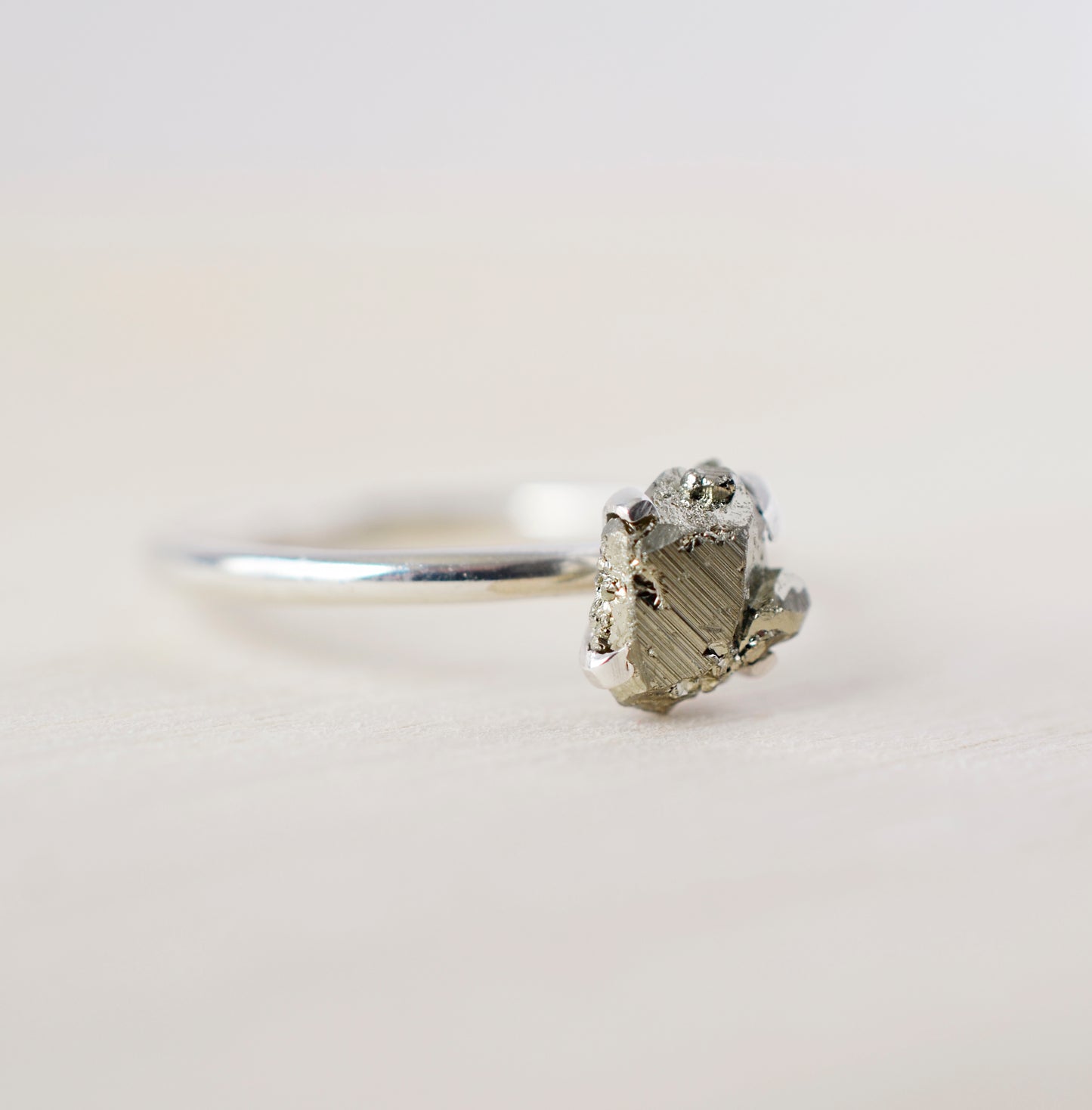 Raw Pyrite Cluster Ring in Sterling Silver