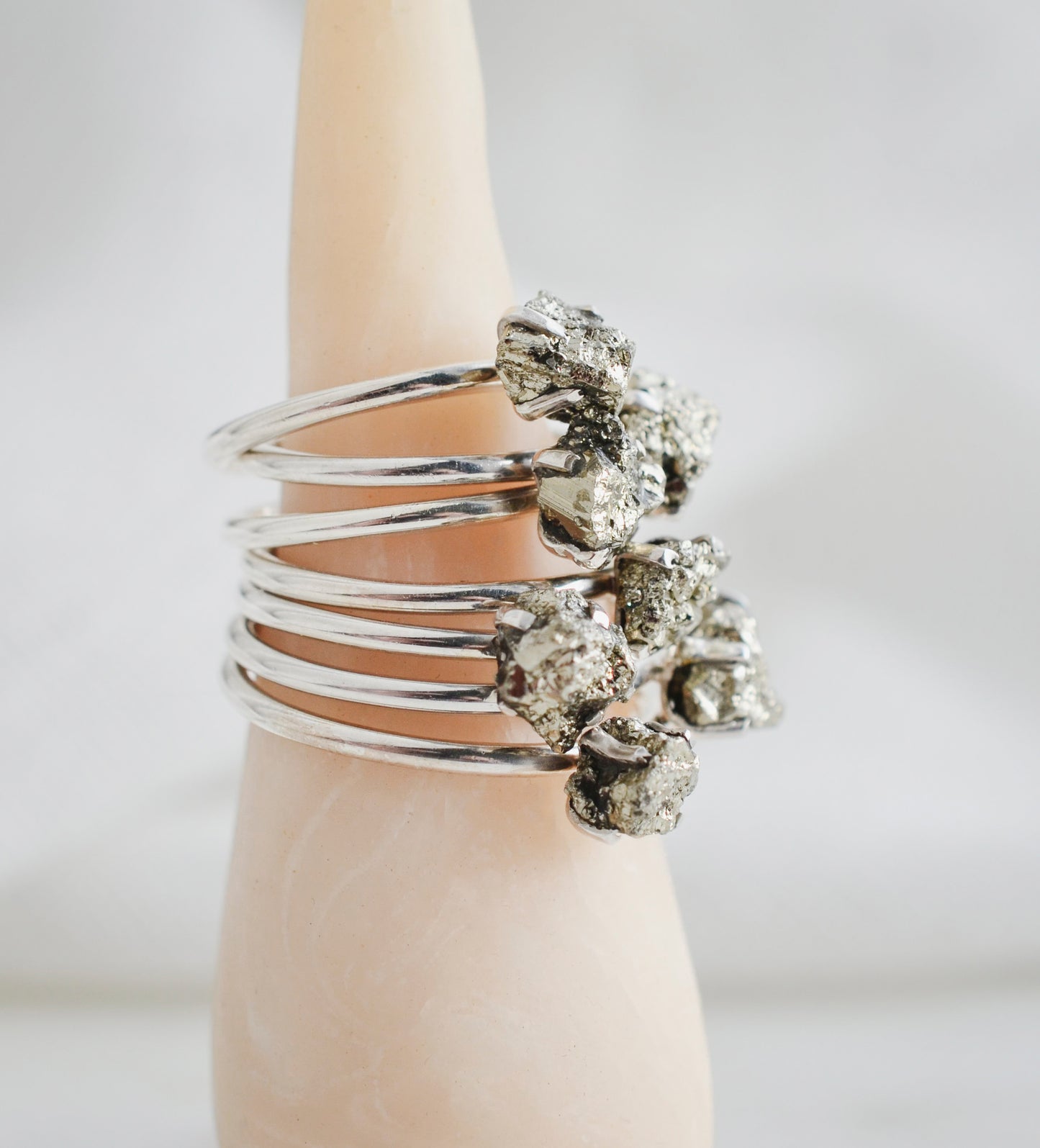 Raw Pyrite Cluster Ring in Sterling Silver