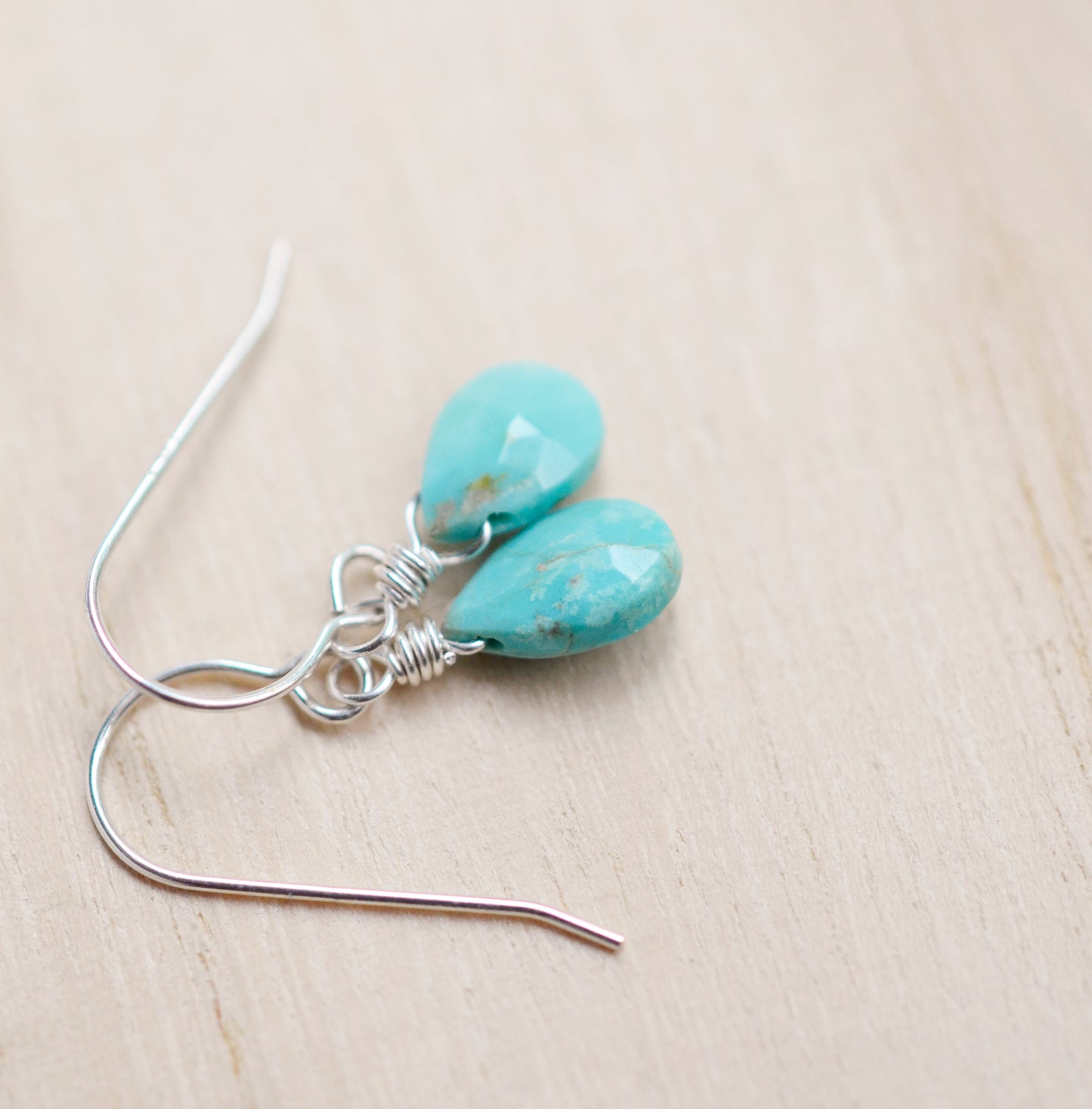 Natural Arizona Turquoise Teardrop Dangle Earrings