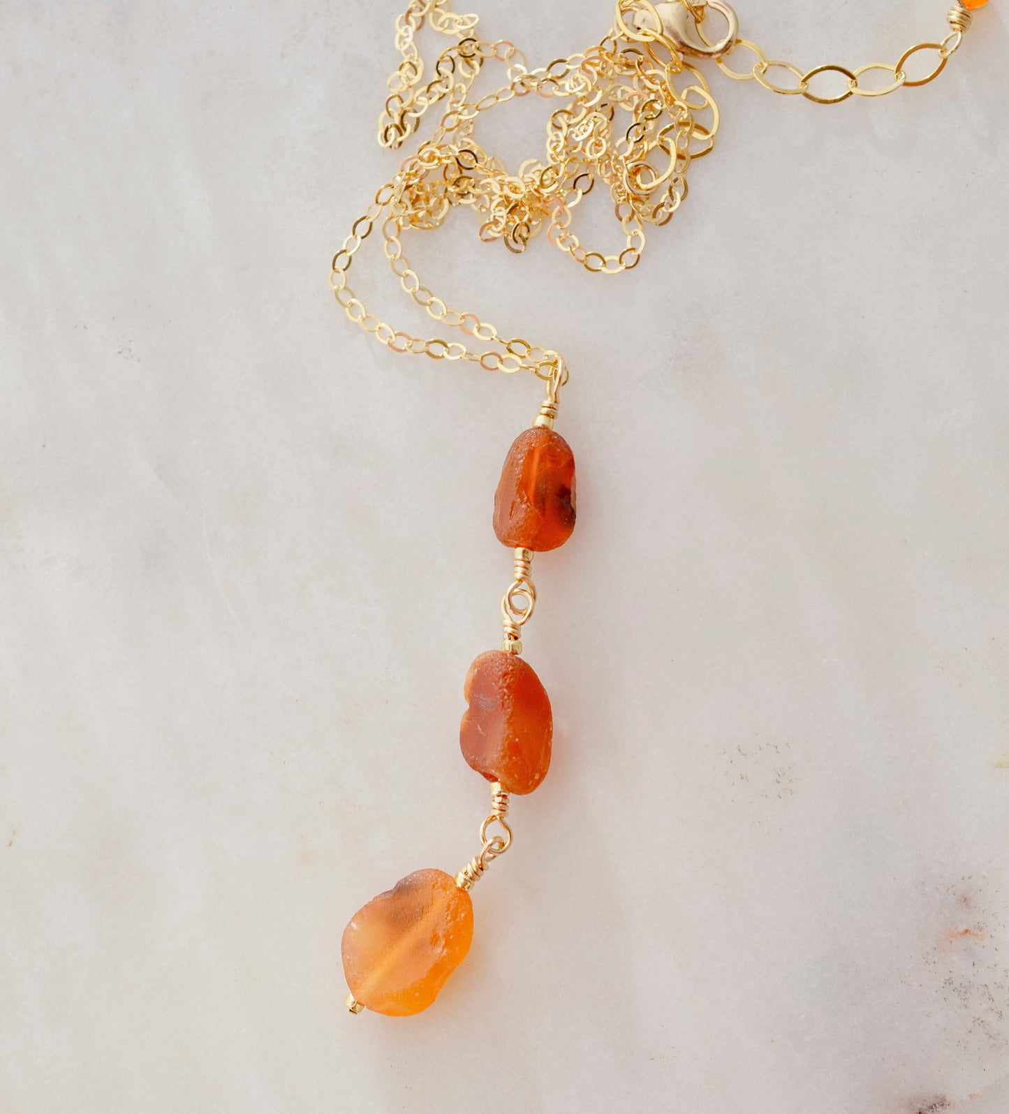 Triple Raw Carnelian Crystal Necklace