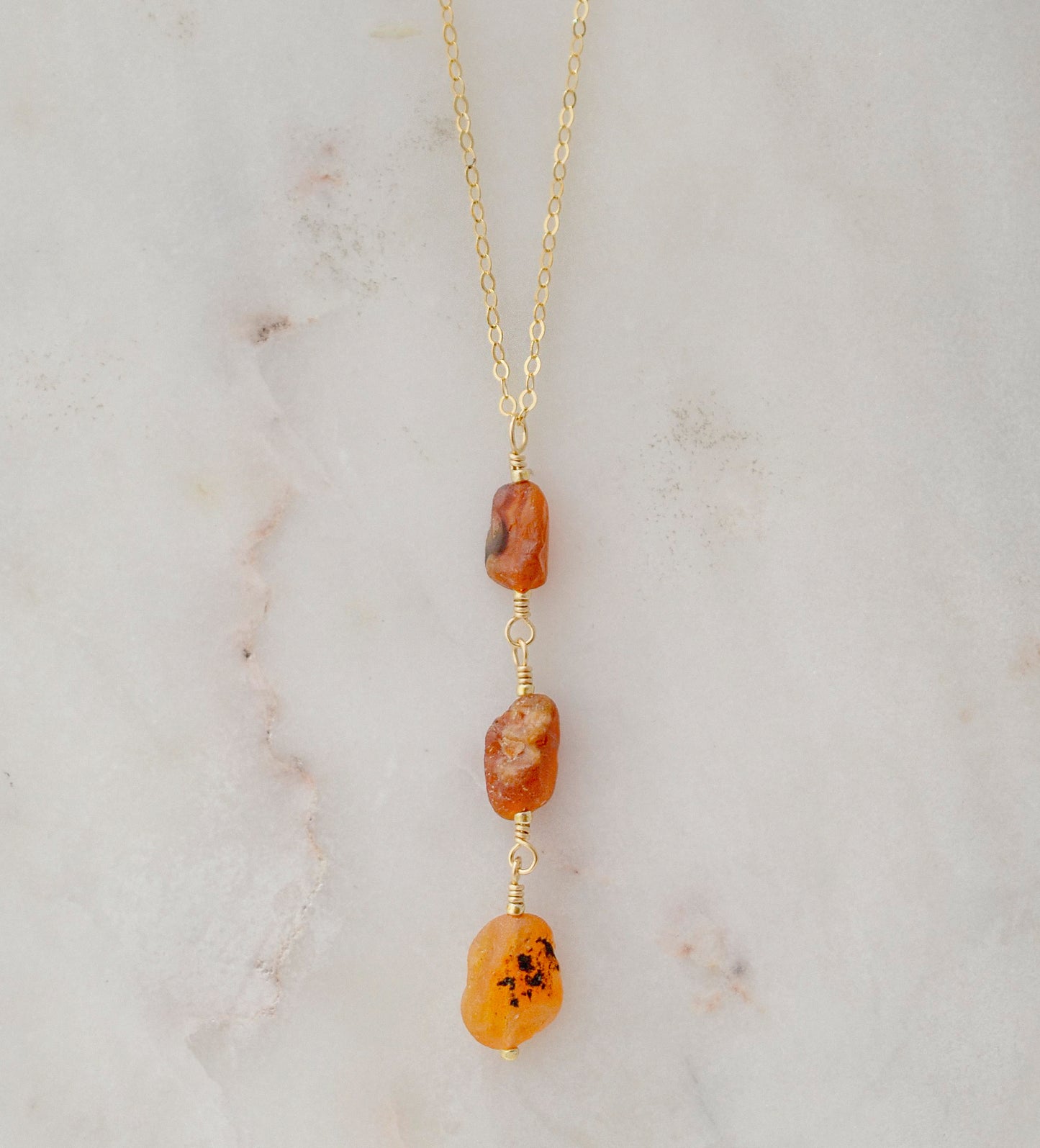 Triple Raw Carnelian Crystal Necklace