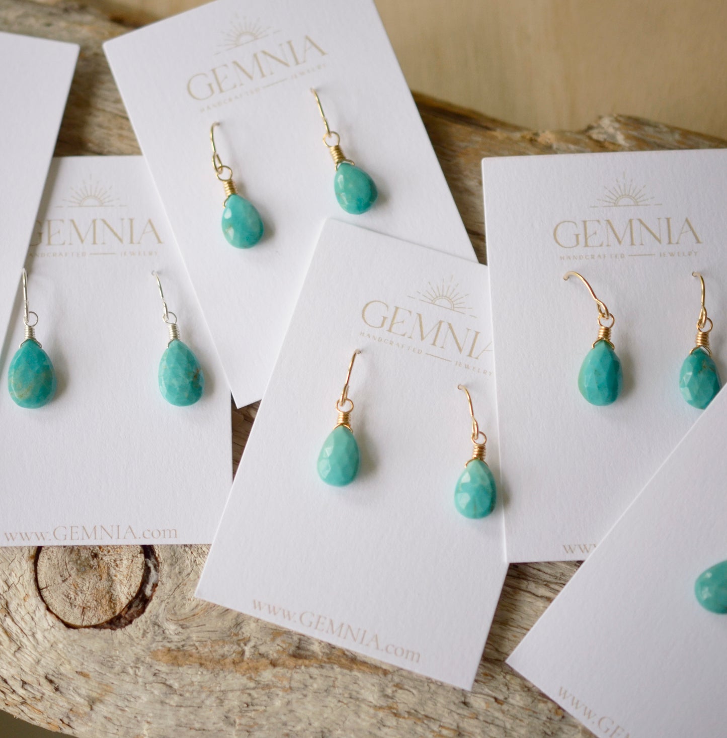 Natural Arizona Turquoise Teardrop Dangle Earrings