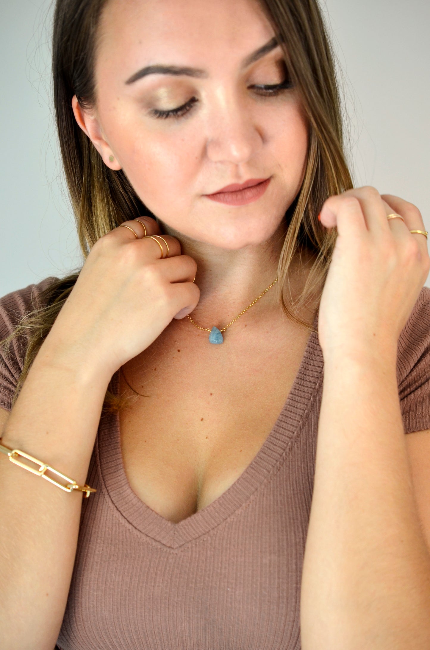 Aquamarine Necklace, Raw Crystal Aquamarine Pendant, Blue Stone Necklace, Something Blue, Blue Bridesmaid Jewelry, Sterling Silver, Gold