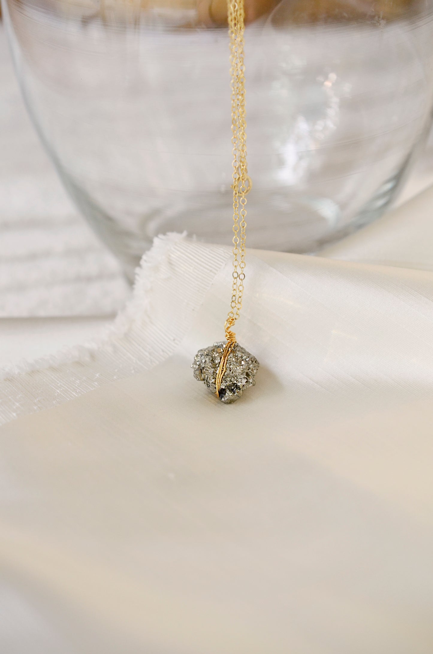 Pyrite Cluster Necklace, Sterling Silver or 14k Gold Filled