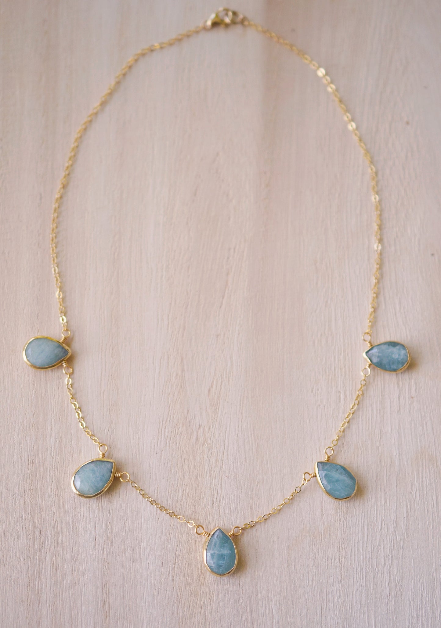 Aquamarine Multi Teardrop Necklace, Gold Filled, Sterling Silver