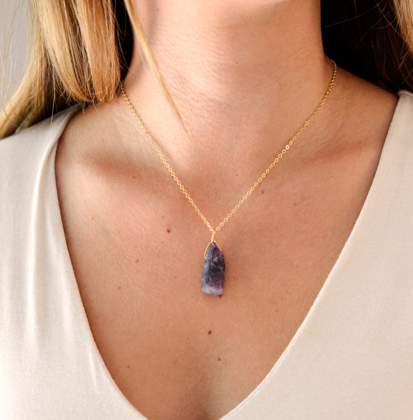 Raw Purple Amethyst Pendant