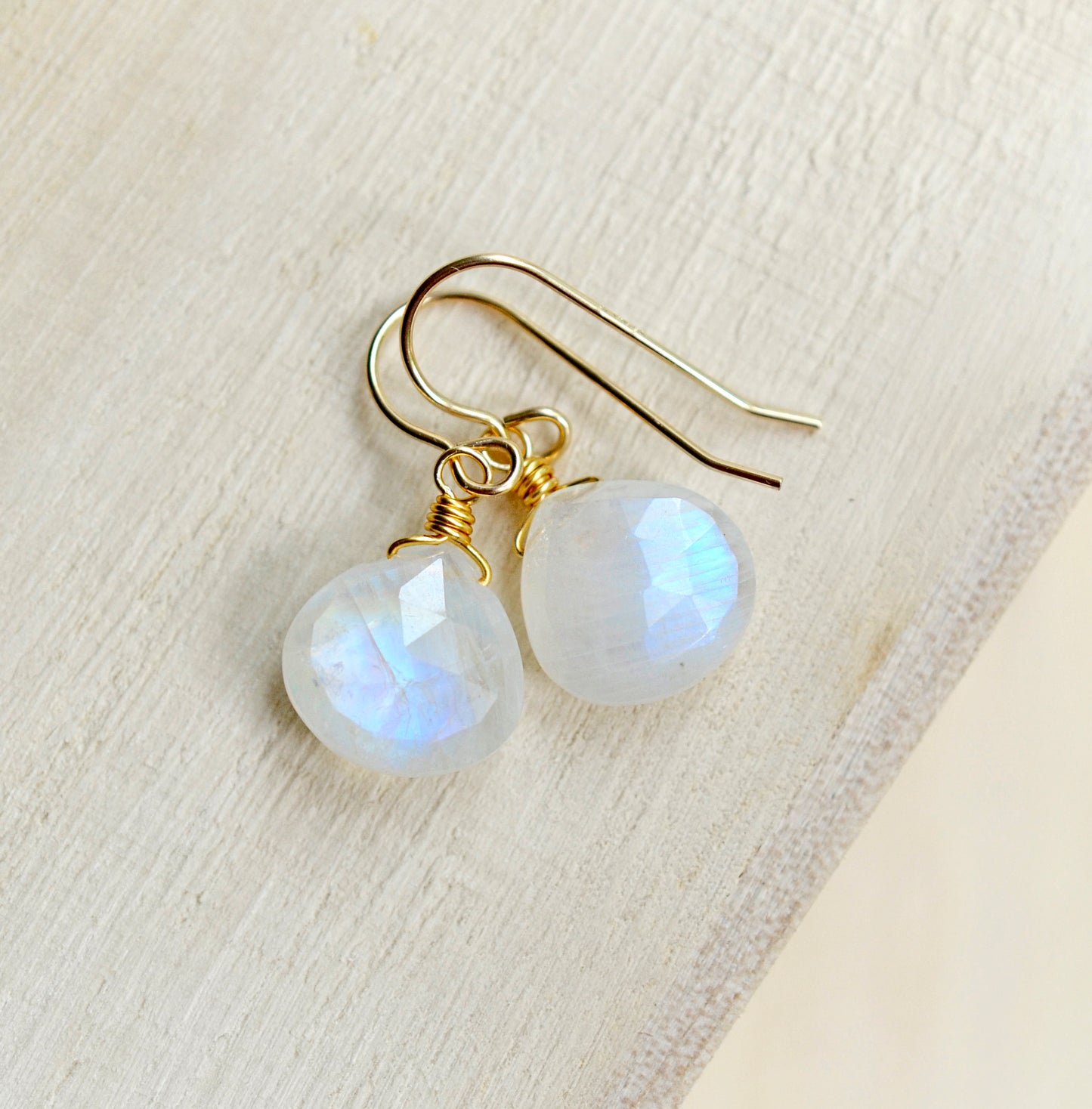 Rainbow Moonstone Dangle Drop Earrings