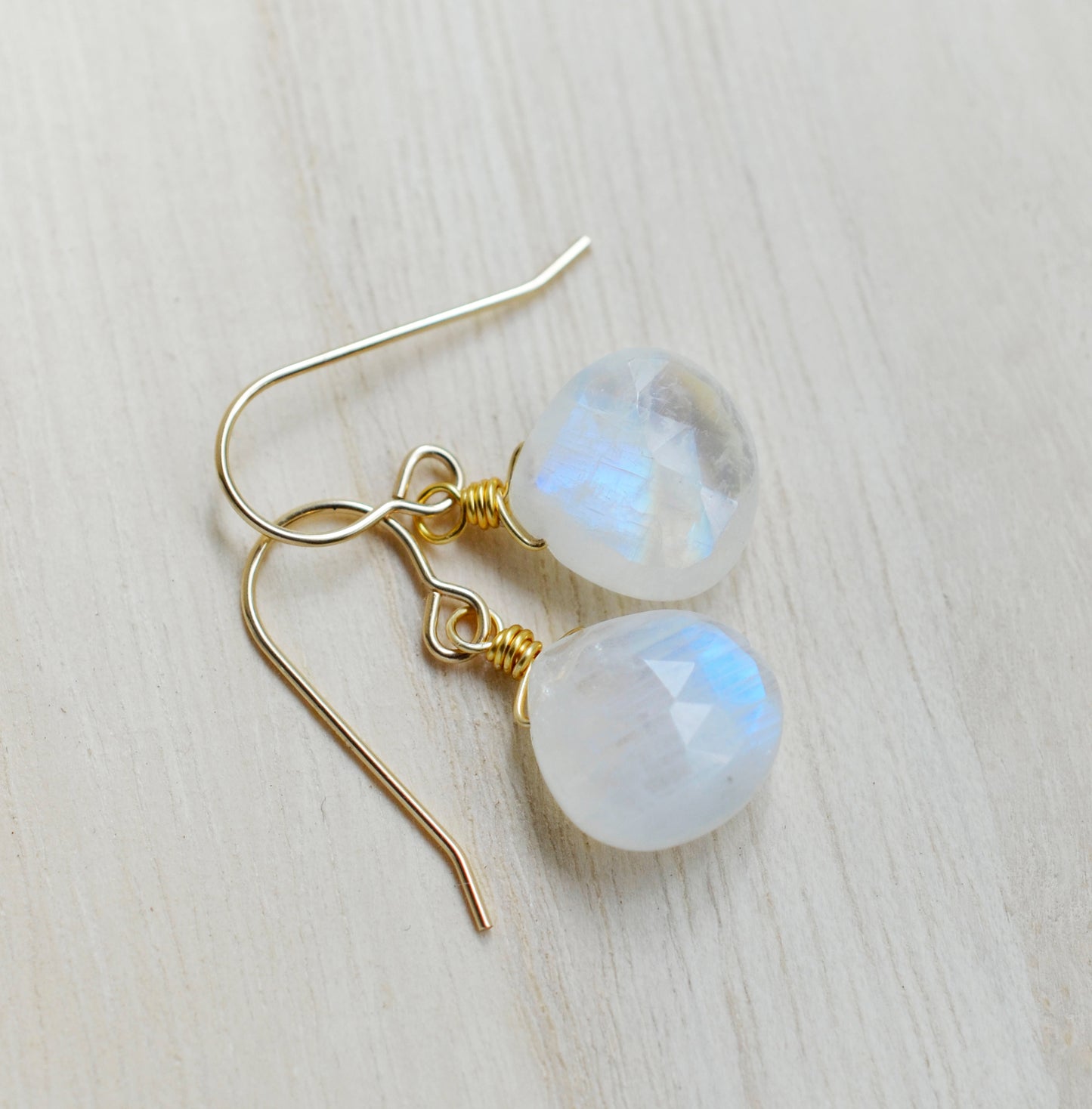 Rainbow Moonstone Dangle Drop Earrings