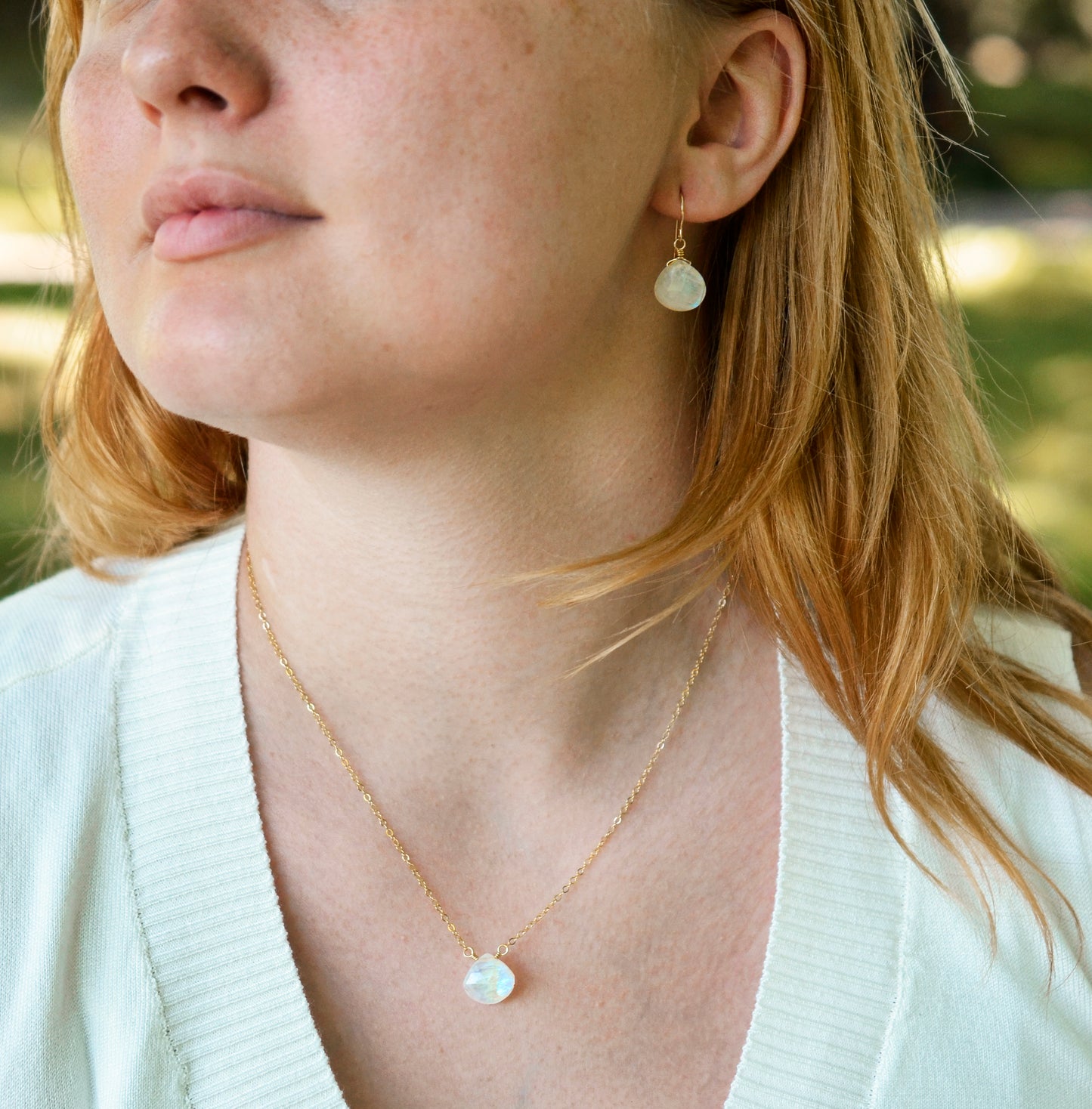 Rainbow Moonstone Dangle Drop Earrings