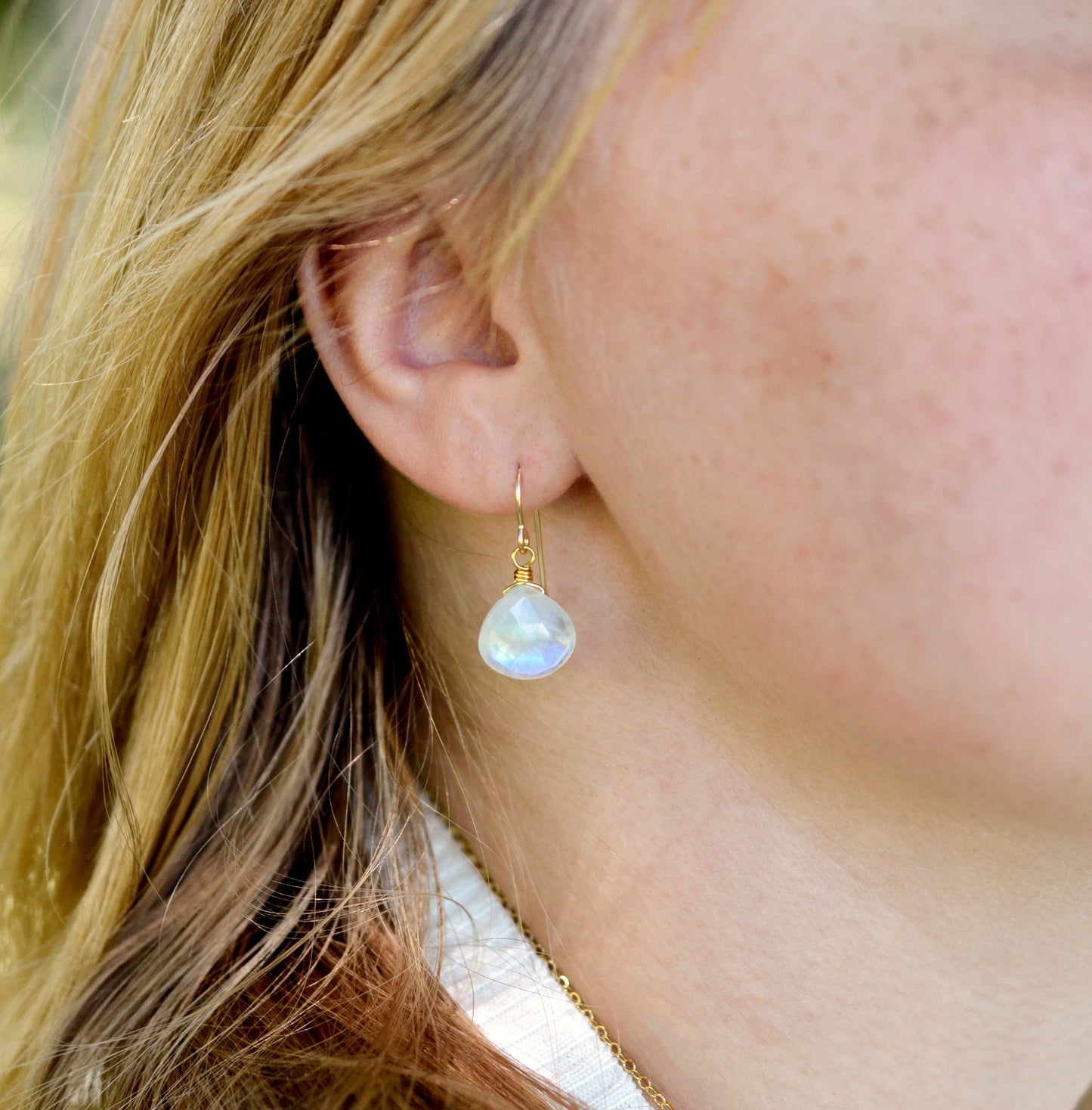Rainbow Moonstone Dangle Drop Earrings