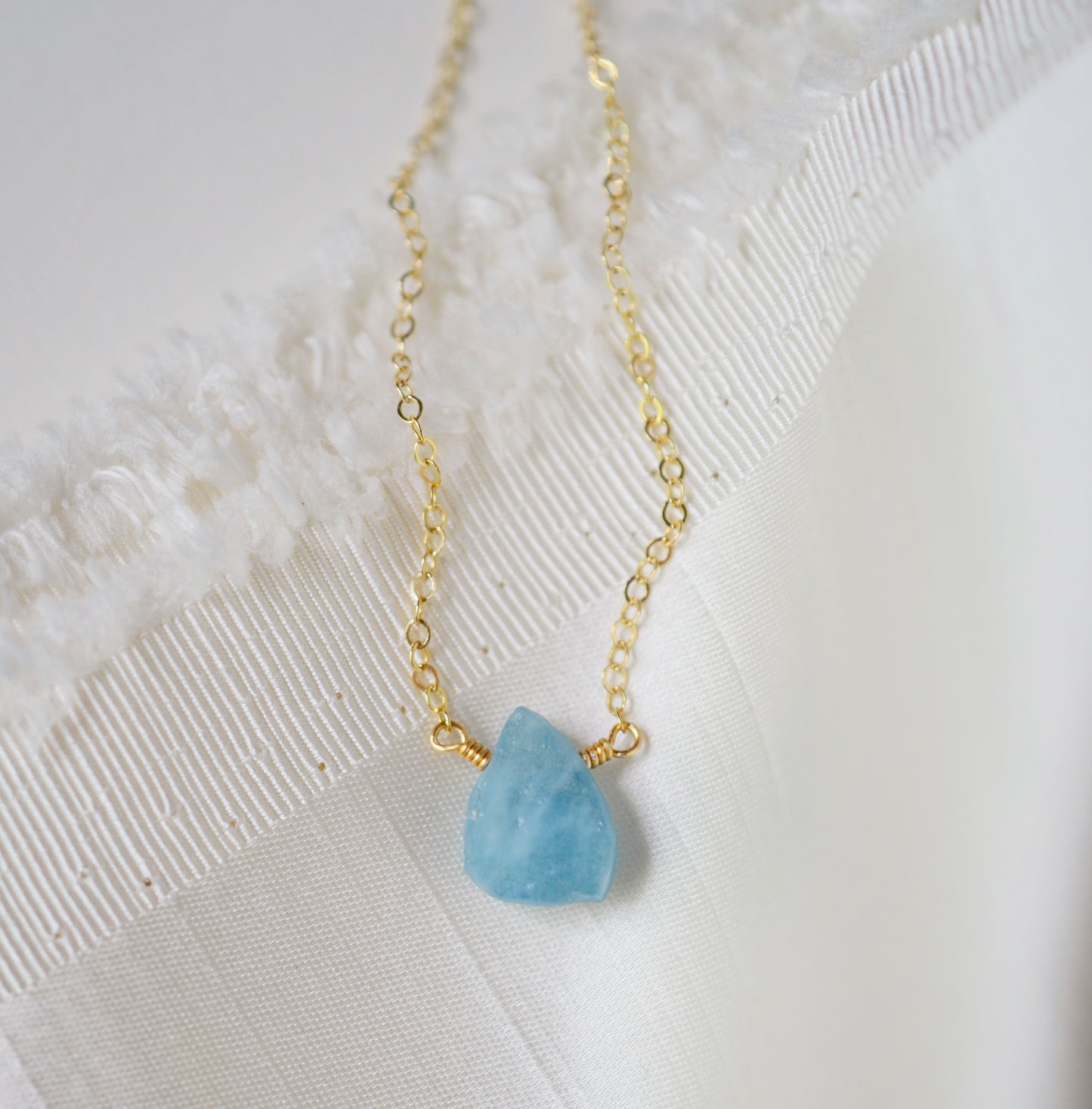 Aquamarine Necklace, Raw Crystal Aquamarine Pendant, Blue Stone Necklace, Something Blue, Blue Bridesmaid Jewelry, Sterling Silver, Gold