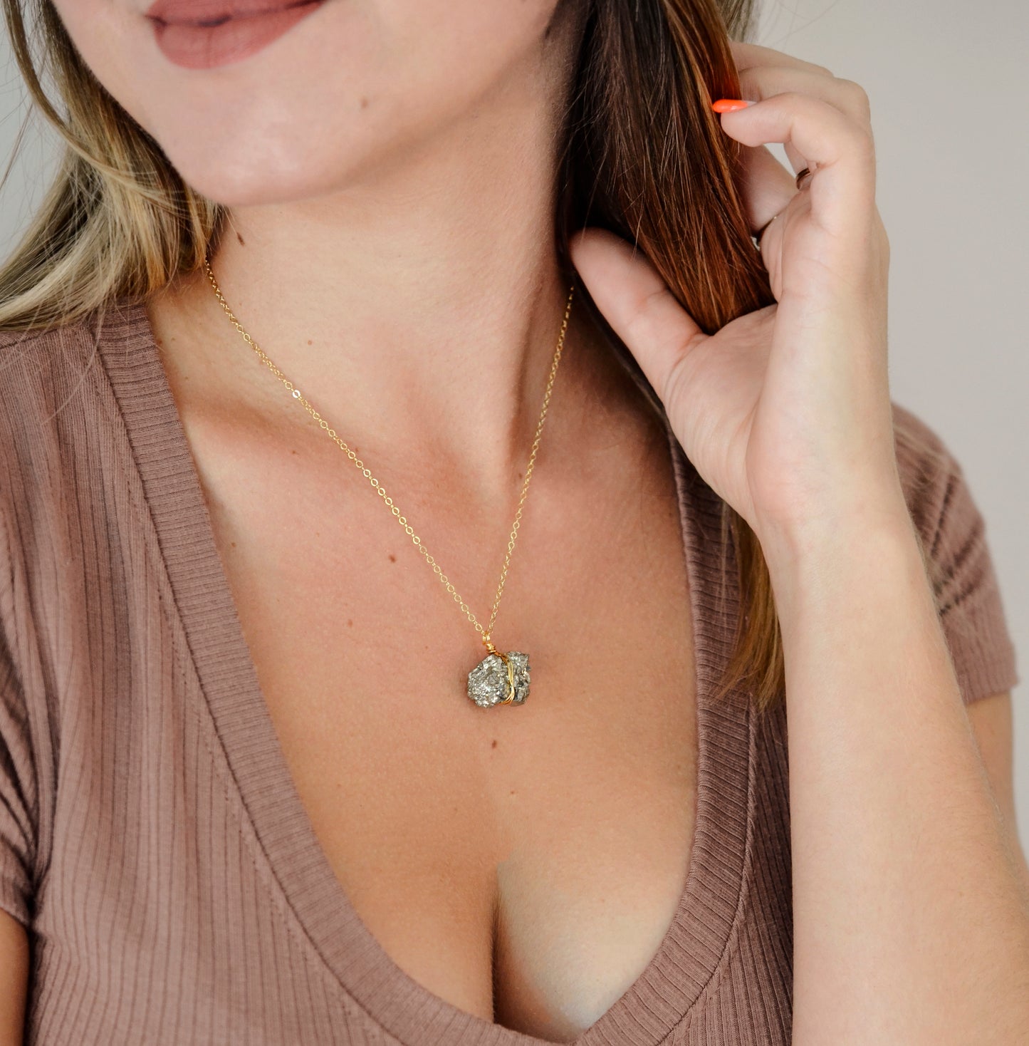 Pyrite Cluster Necklace, Sterling Silver or 14k Gold Filled