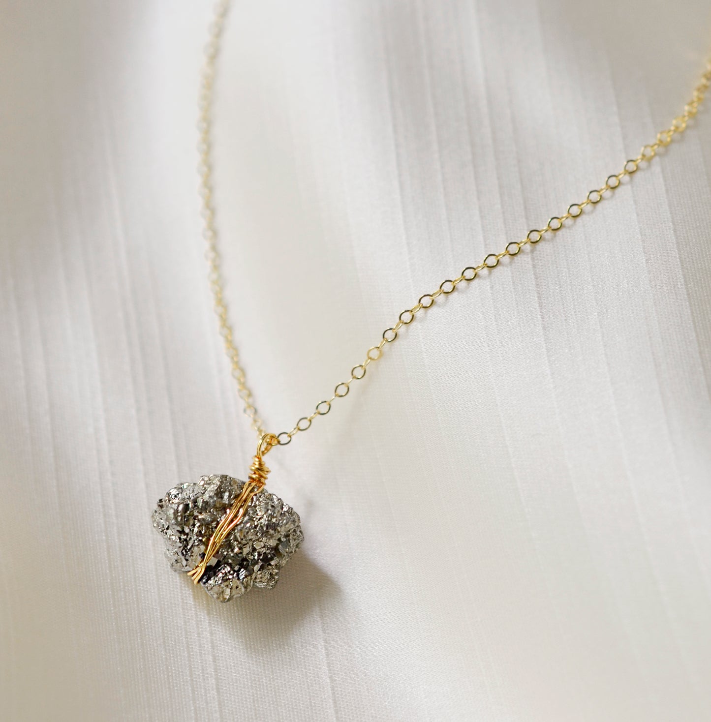 Pyrite Cluster Necklace, Sterling Silver or 14k Gold Filled