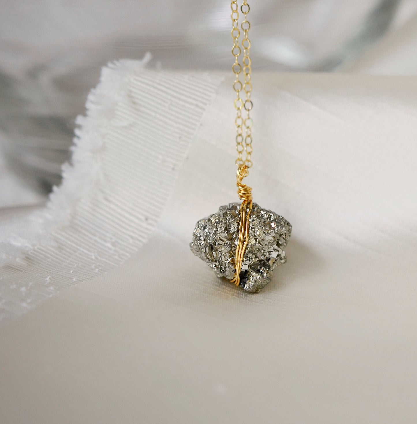Pyrite Cluster Necklace, Sterling Silver or 14k Gold Filled