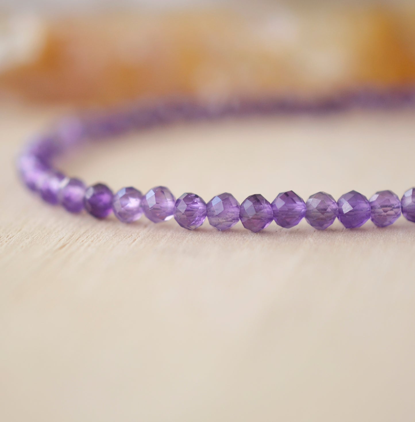 Purple Amethyst bracelet handmade with small faceted gemstones. Sterling Silver or 14k Gold Filled.