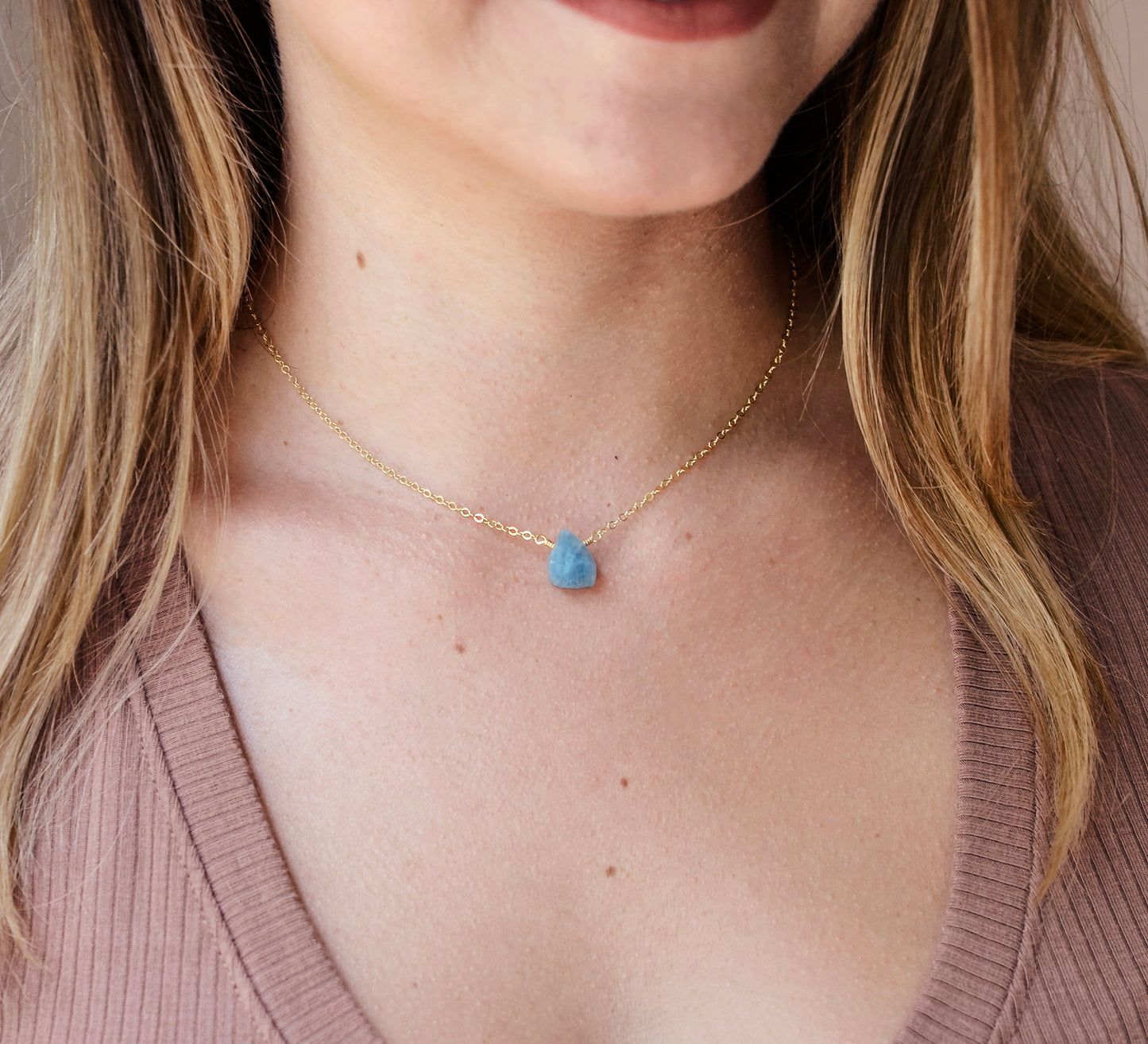 Aquamarine Necklace, Raw Crystal Aquamarine Pendant, Blue Stone Necklace, Something Blue, Blue Bridesmaid Jewelry, Sterling Silver, Gold