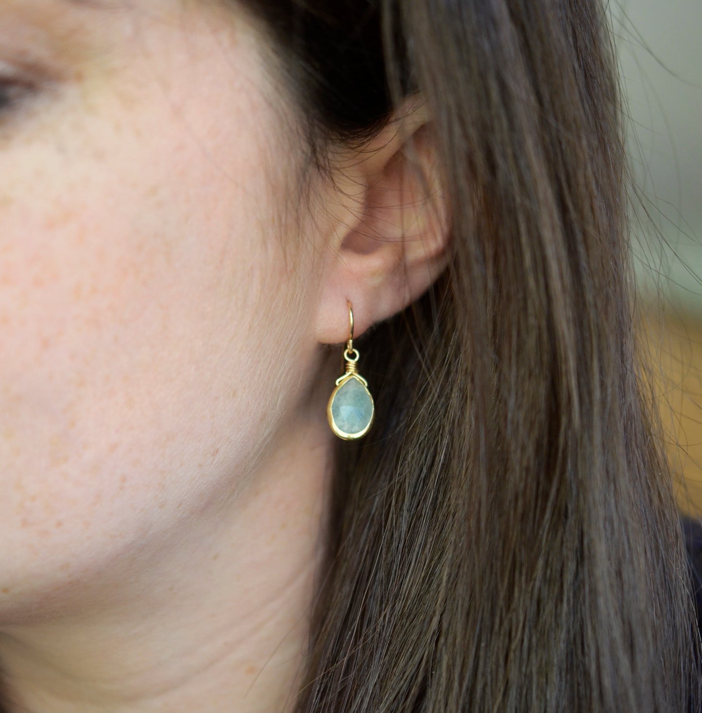 Natural Blue Aquamarine Earrings, 14k Gold Filled, Sterling Silver