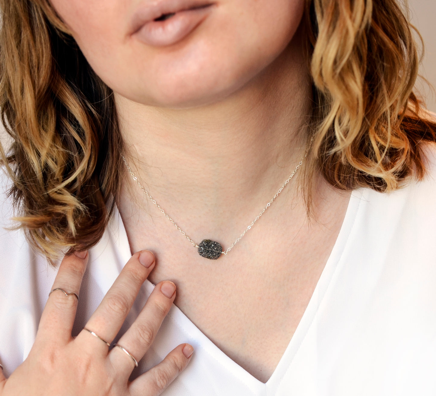 black sunstone necklace, sunstone pendant, jewelry, black gemstone, crystal, raw rough, gold, sterling silver