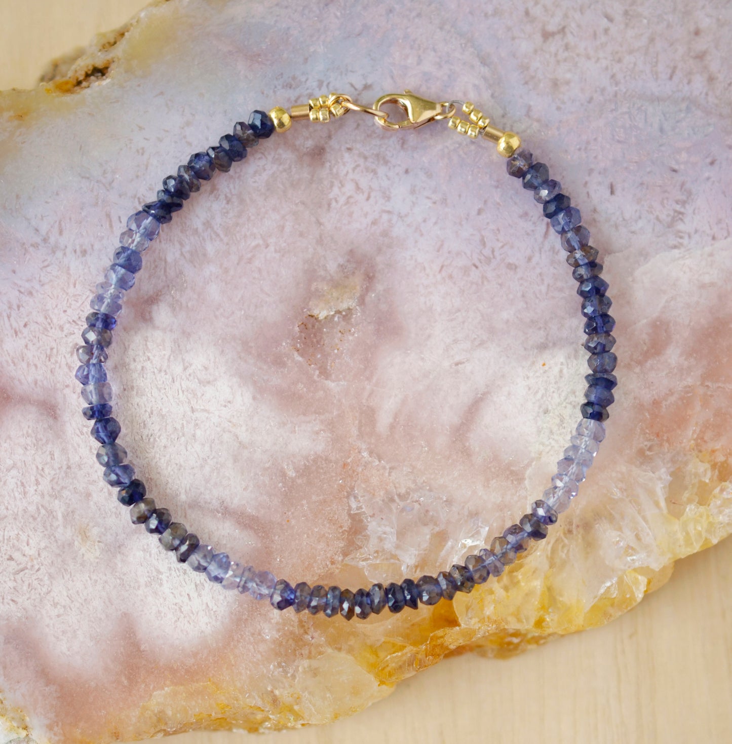 Natural Iolite Beaded Bracelet