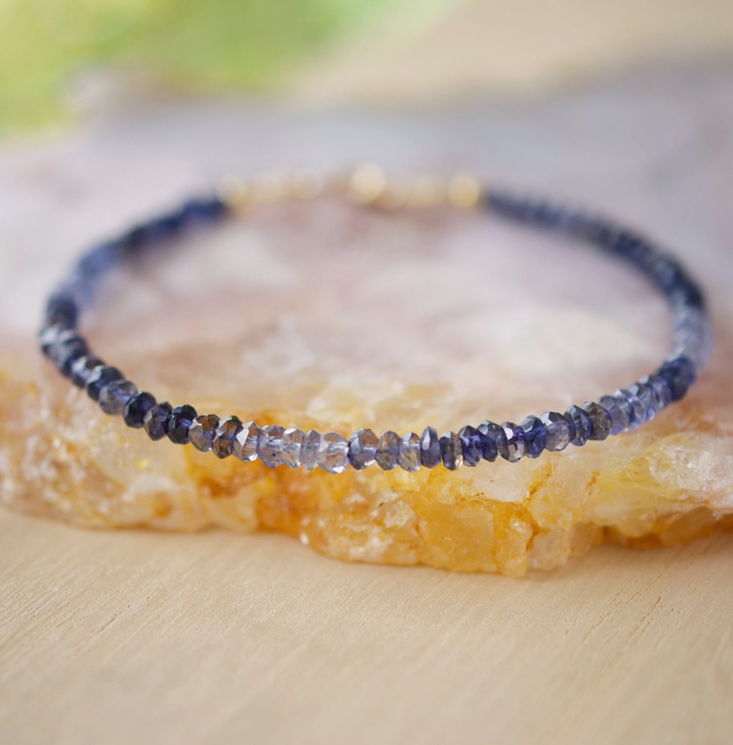 Natural Iolite Beaded Bracelet