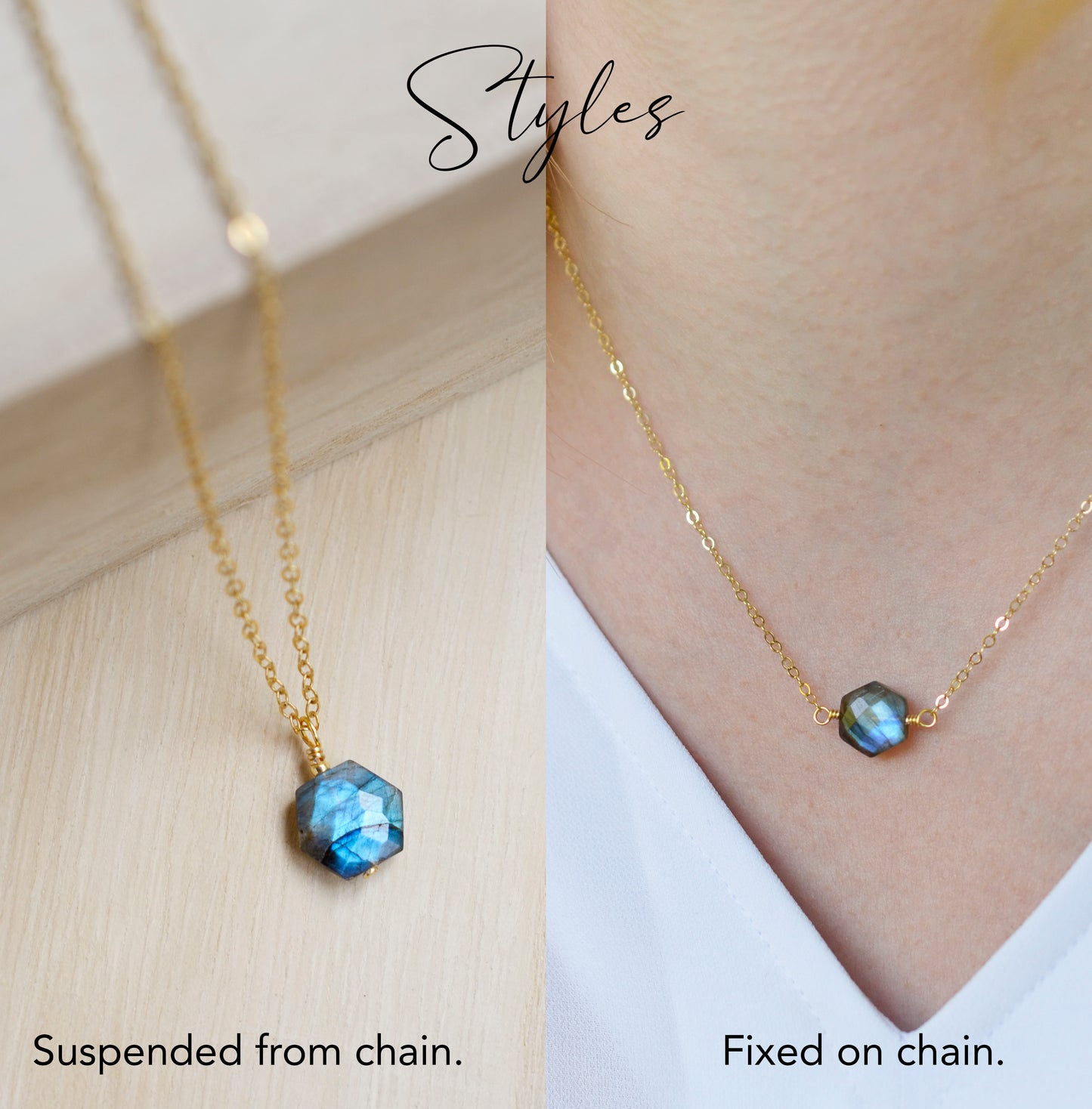Hexagonal Labradorite Necklace Pendant