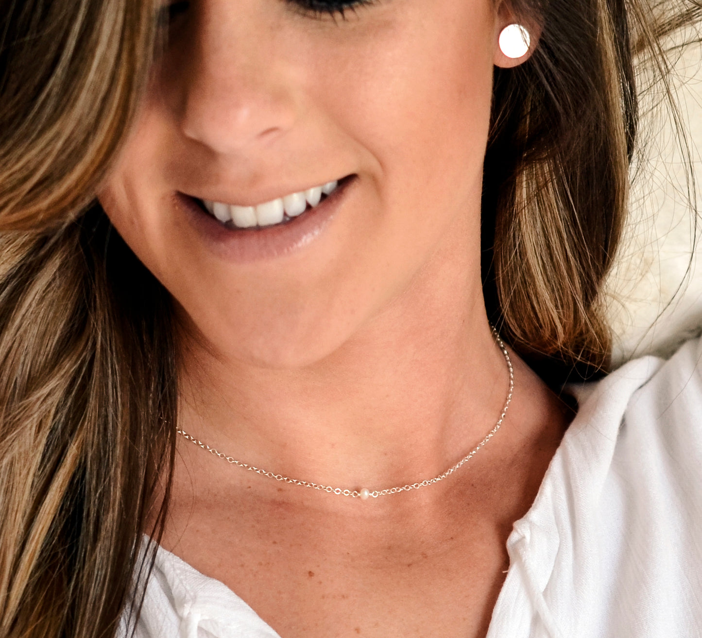 Mini White Freshwater Pearl Necklace