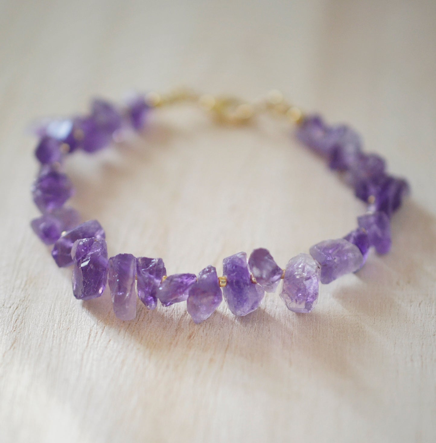 Raw Rough Purple Amethyst Beaded Bracelet