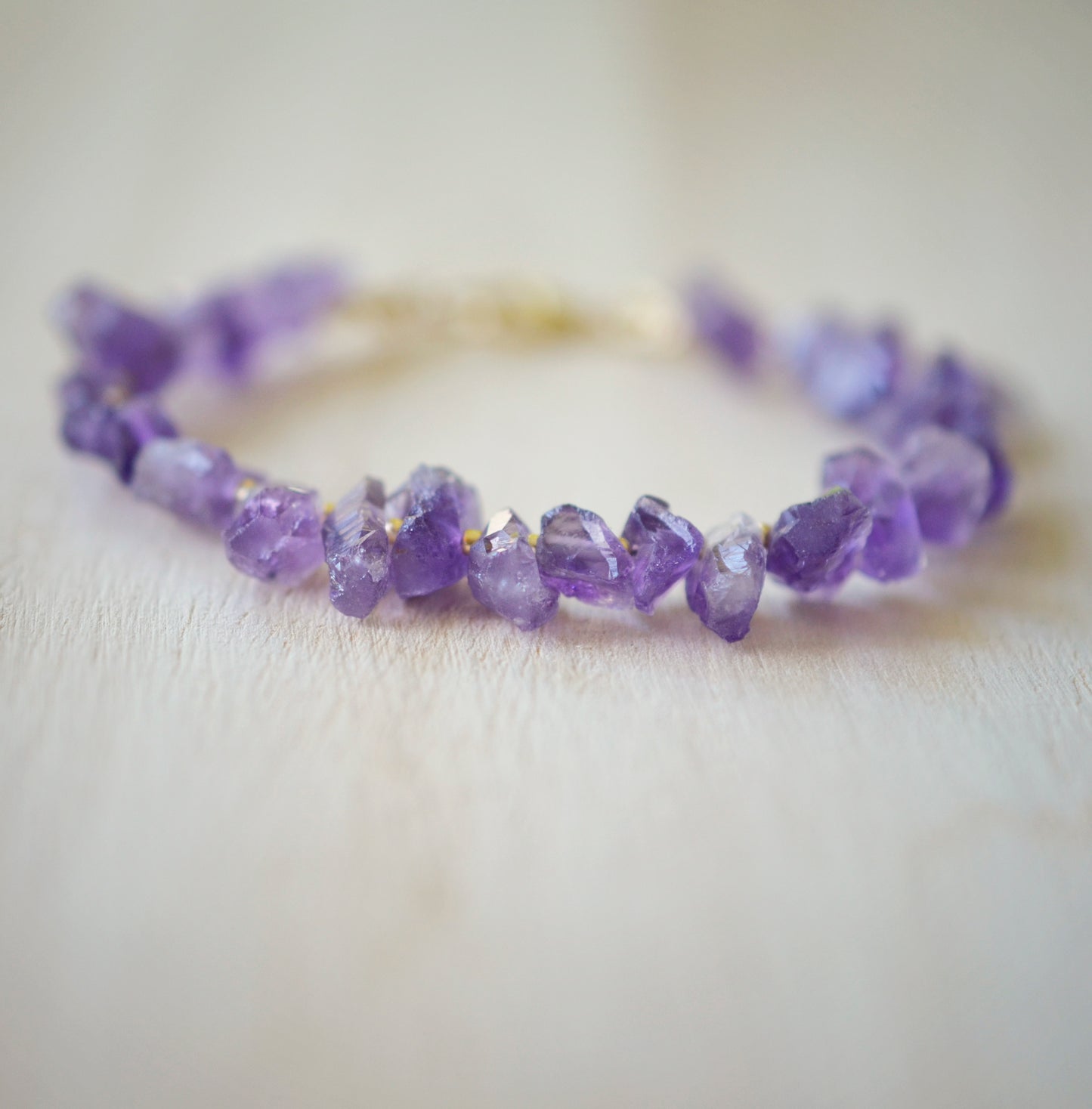 Raw Rough Purple Amethyst Beaded Bracelet