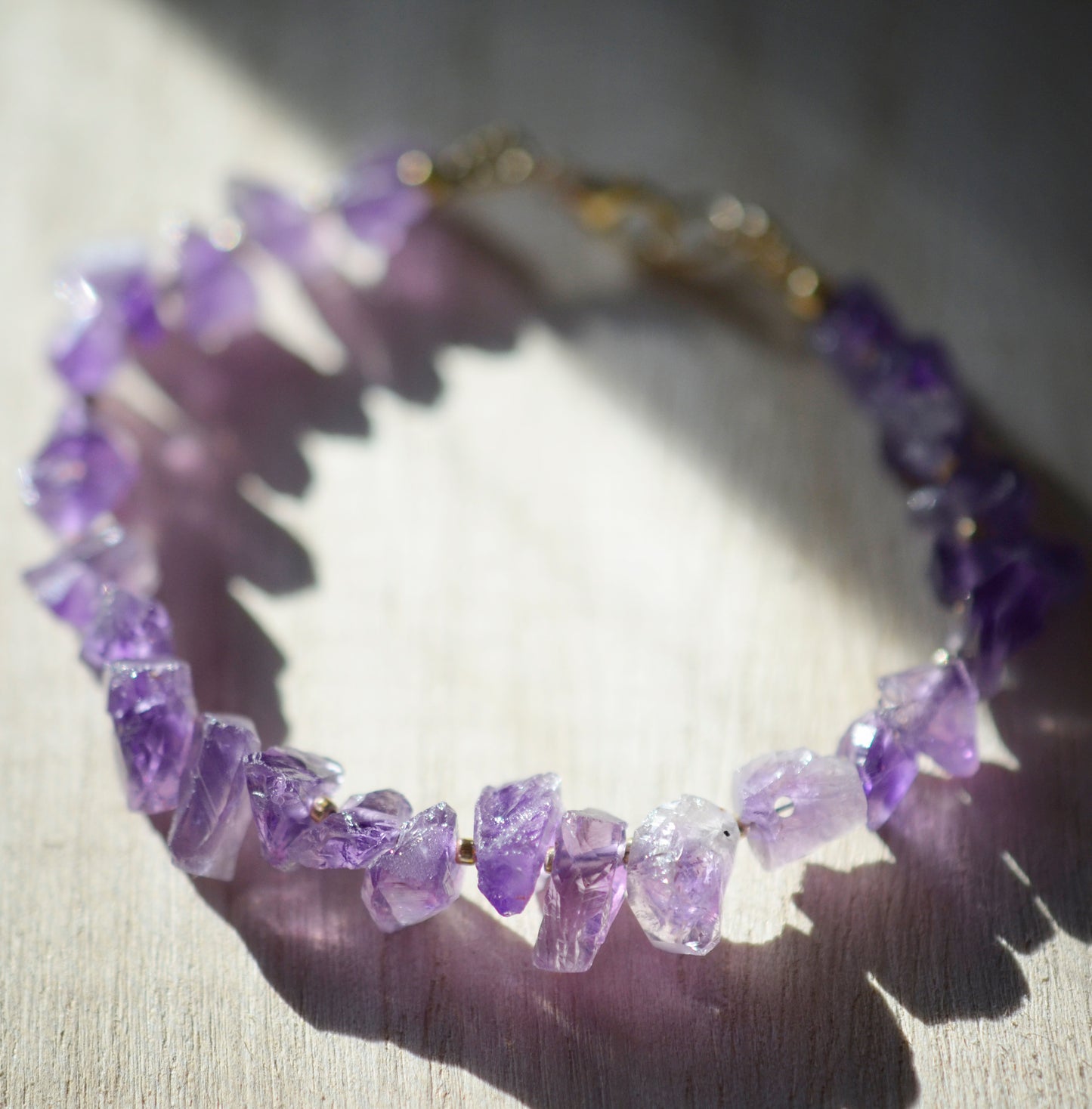 Raw Rough Purple Amethyst Beaded Bracelet