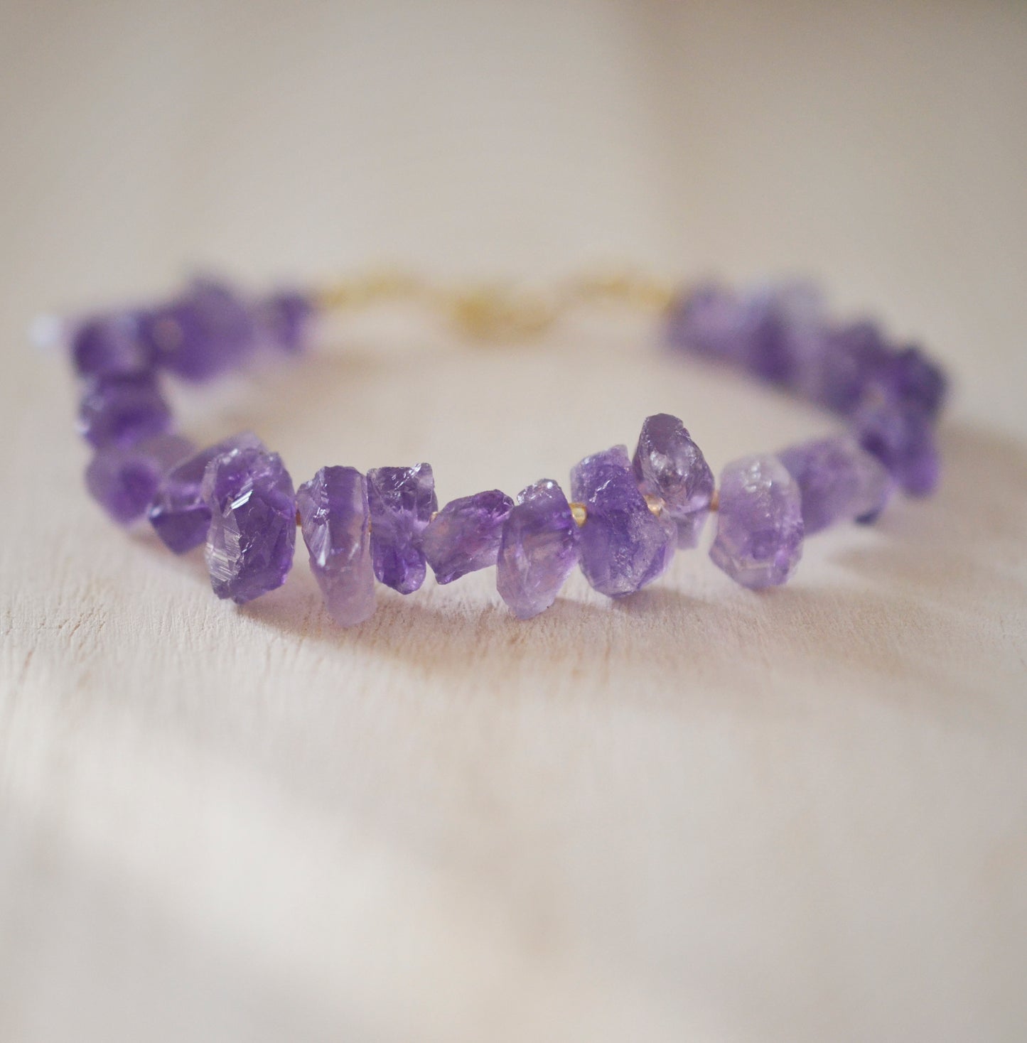 Raw Rough Purple Amethyst Beaded Bracelet