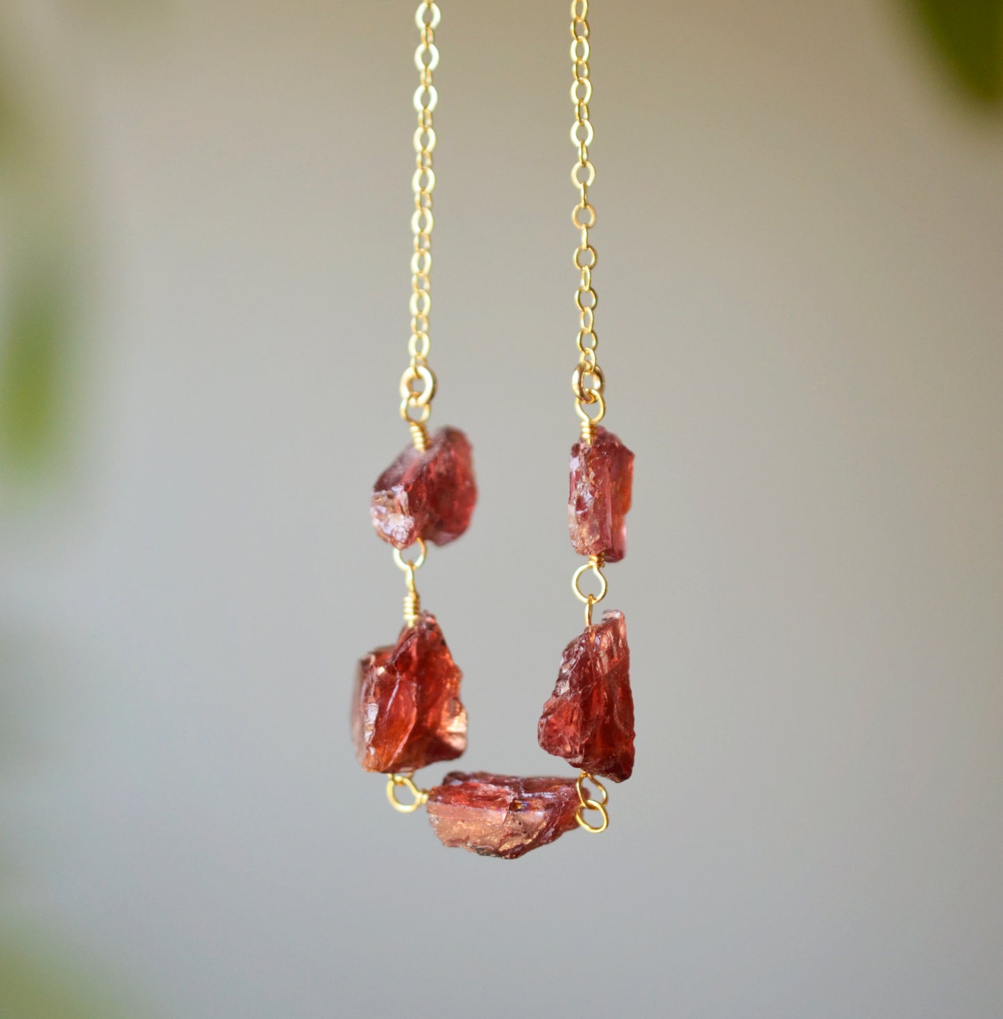 Raw Garnet Crystal Necklace, rough