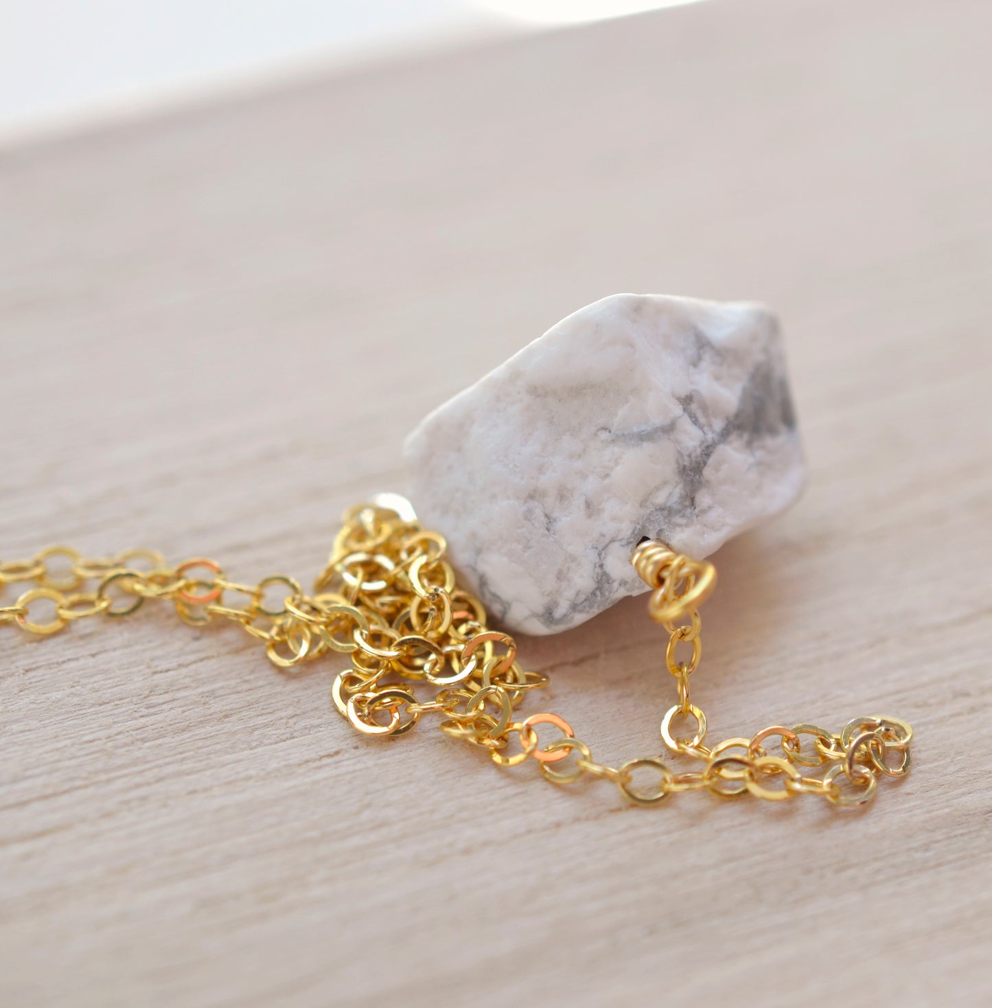 Natural Raw Howlite Necklace, Sterling or Gold Filled