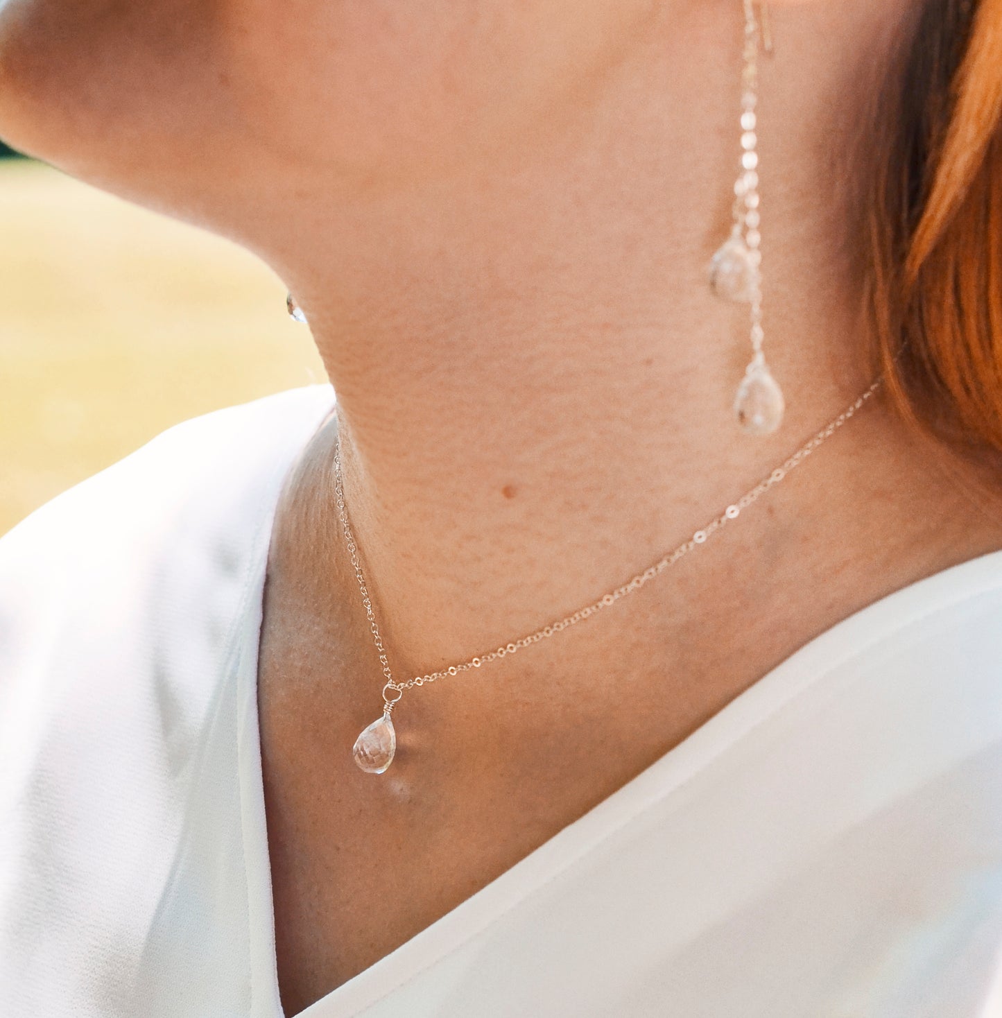 Clear Crystal Quartz Teardrop Pendant