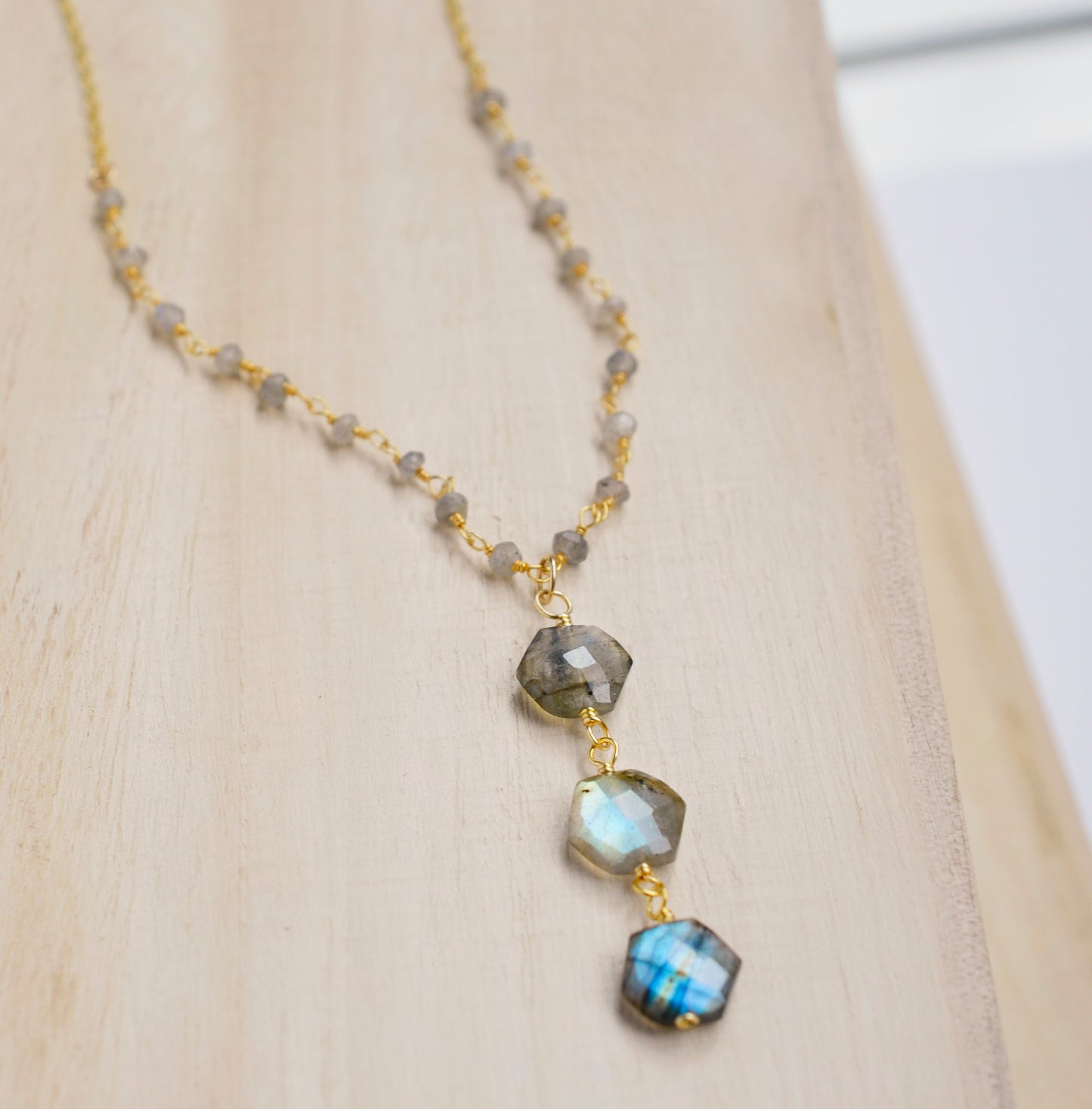 Triple Hexagonal Labradorite Necklace