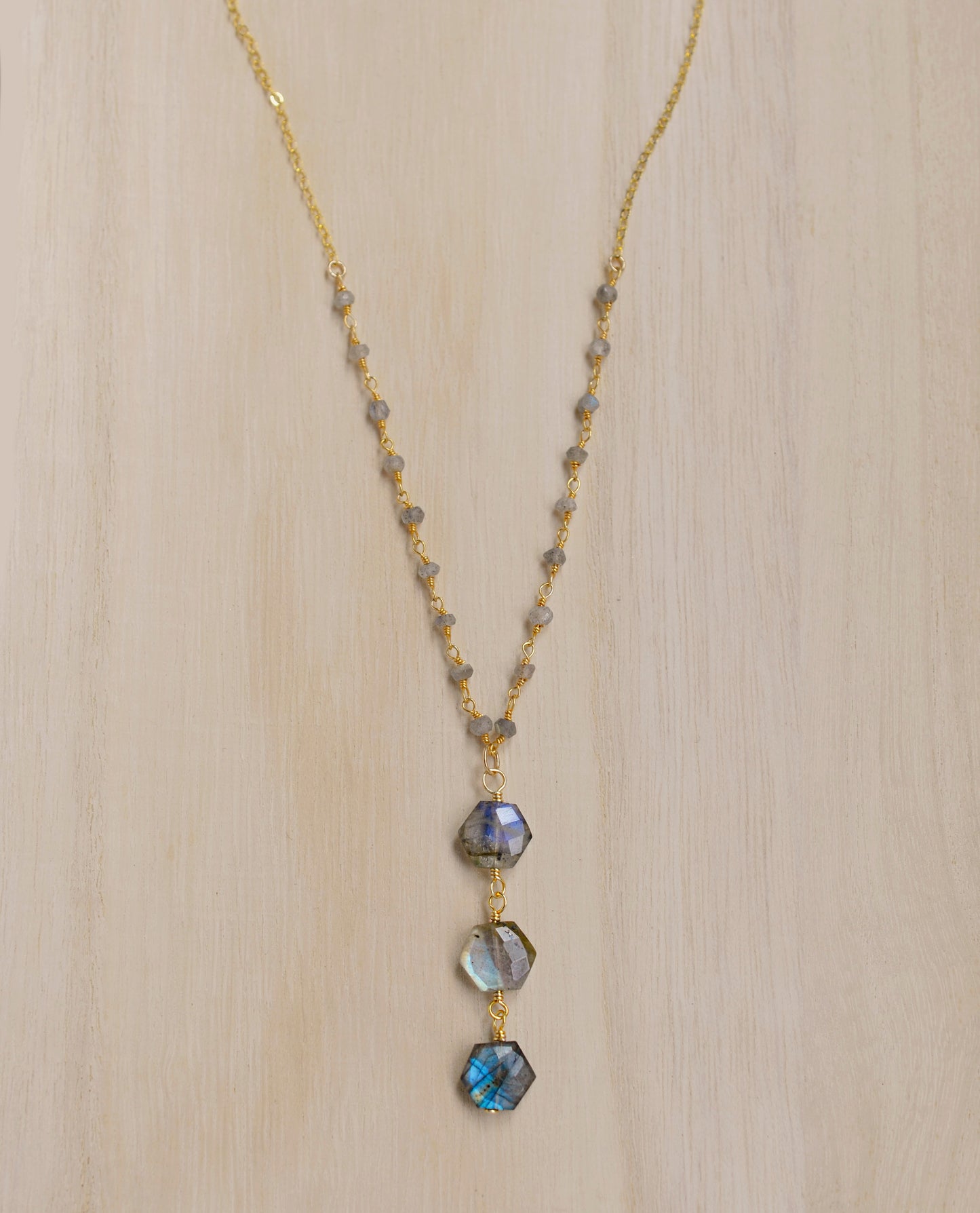Triple Hexagonal Labradorite Necklace