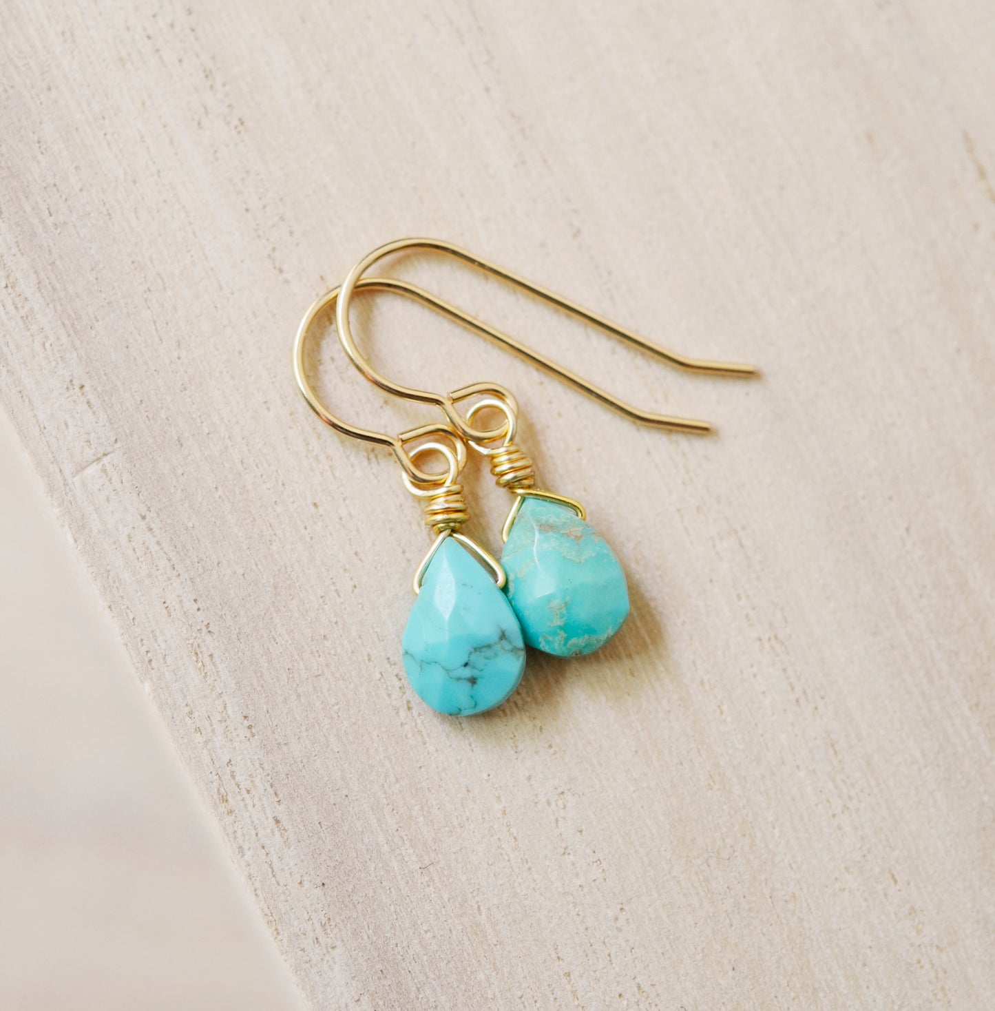 Natural Arizona Turquoise Teardrop Dangle Earrings