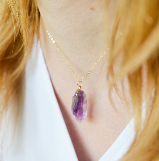 Raw Purple Amethyst Pendant