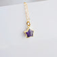 Handmade genuine purple amethyst star crystal pendant set on a 14k gold filled chain. 