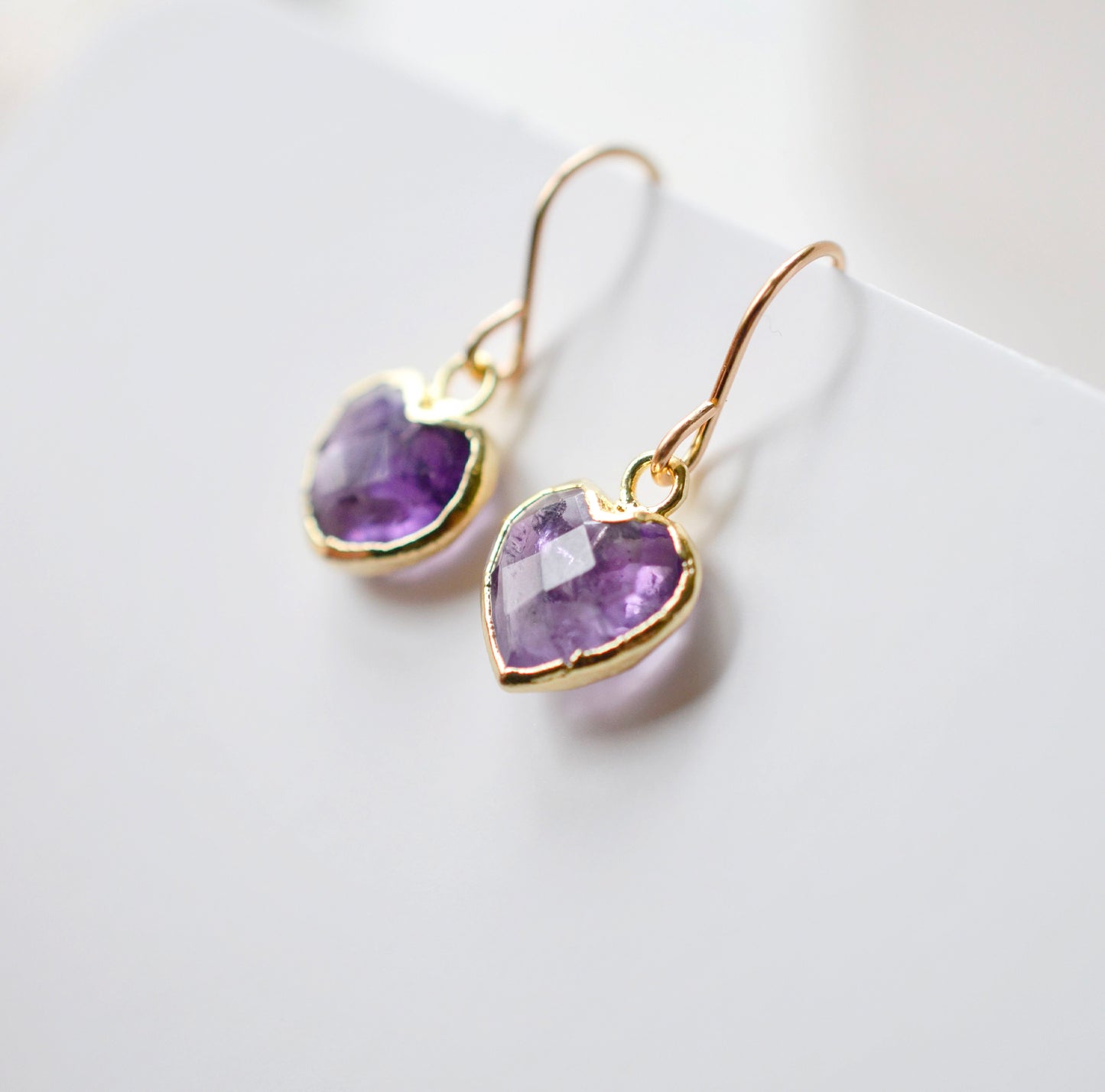 Amethyst Heart Earrings