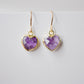 Amethyst Heart Earrings